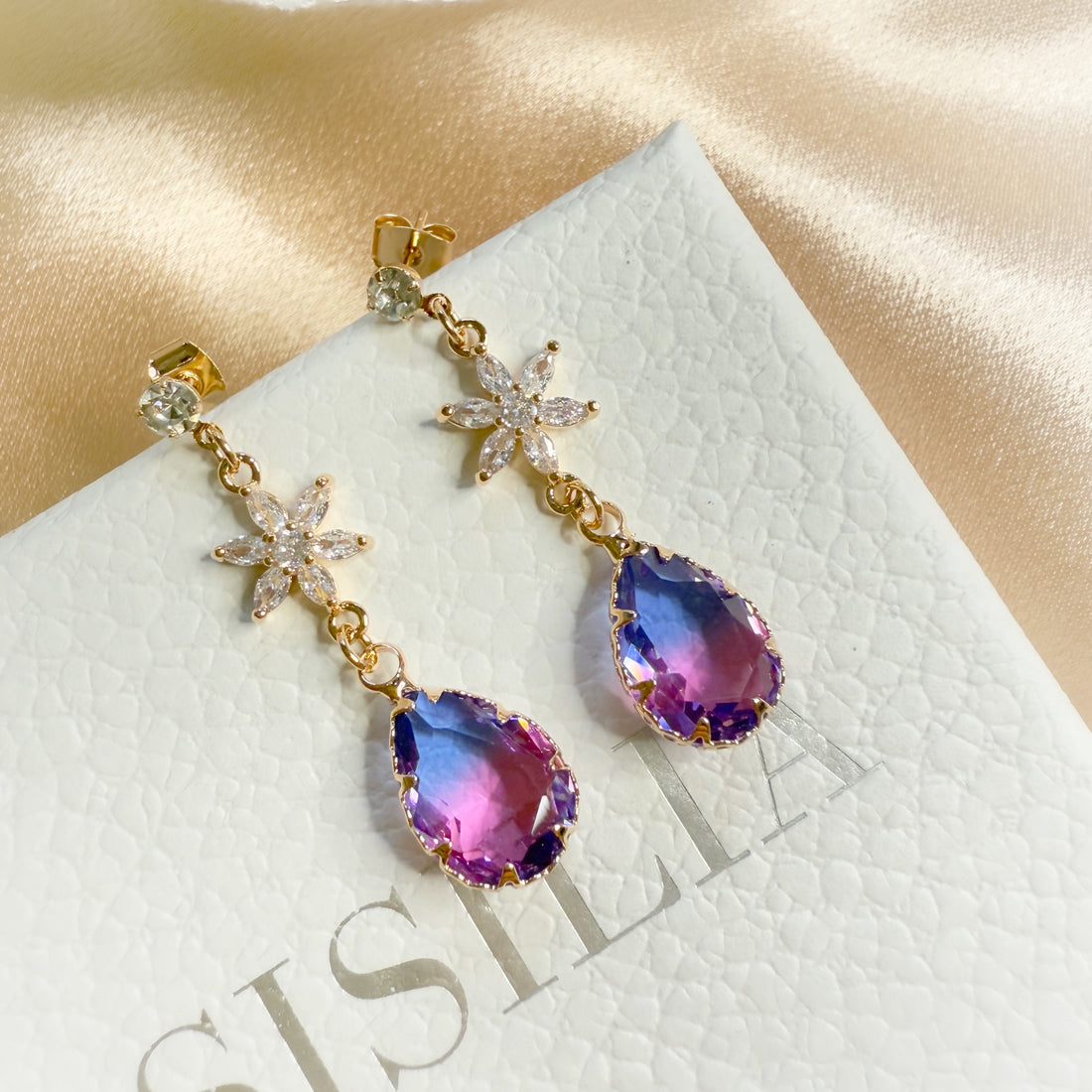 Purple Rain Petal Dangle Earrings - Sisilia Jewels