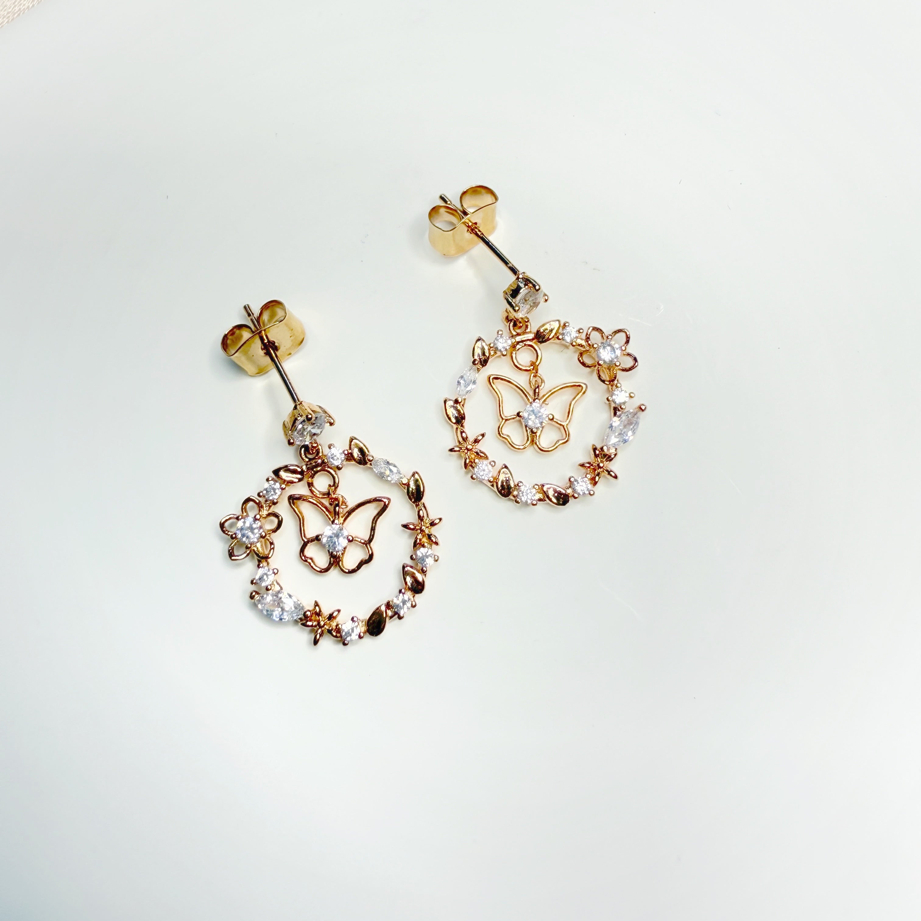 Fluttering Rose Gold Wreath Drop Earrings - Sisilia Jewels