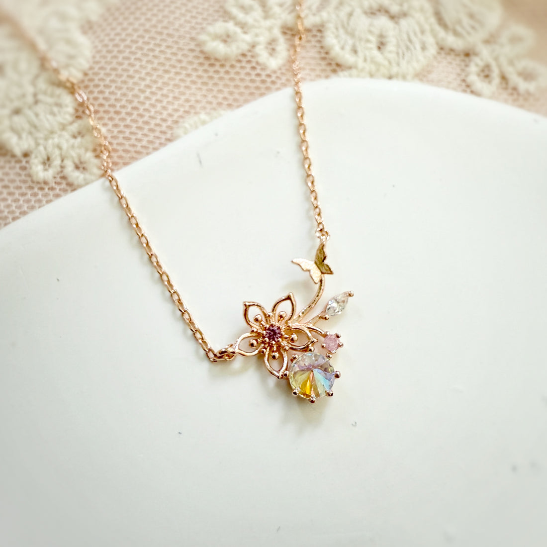 Cherry Blossom Dainty Pendant Necklace - Sisilia Jewels