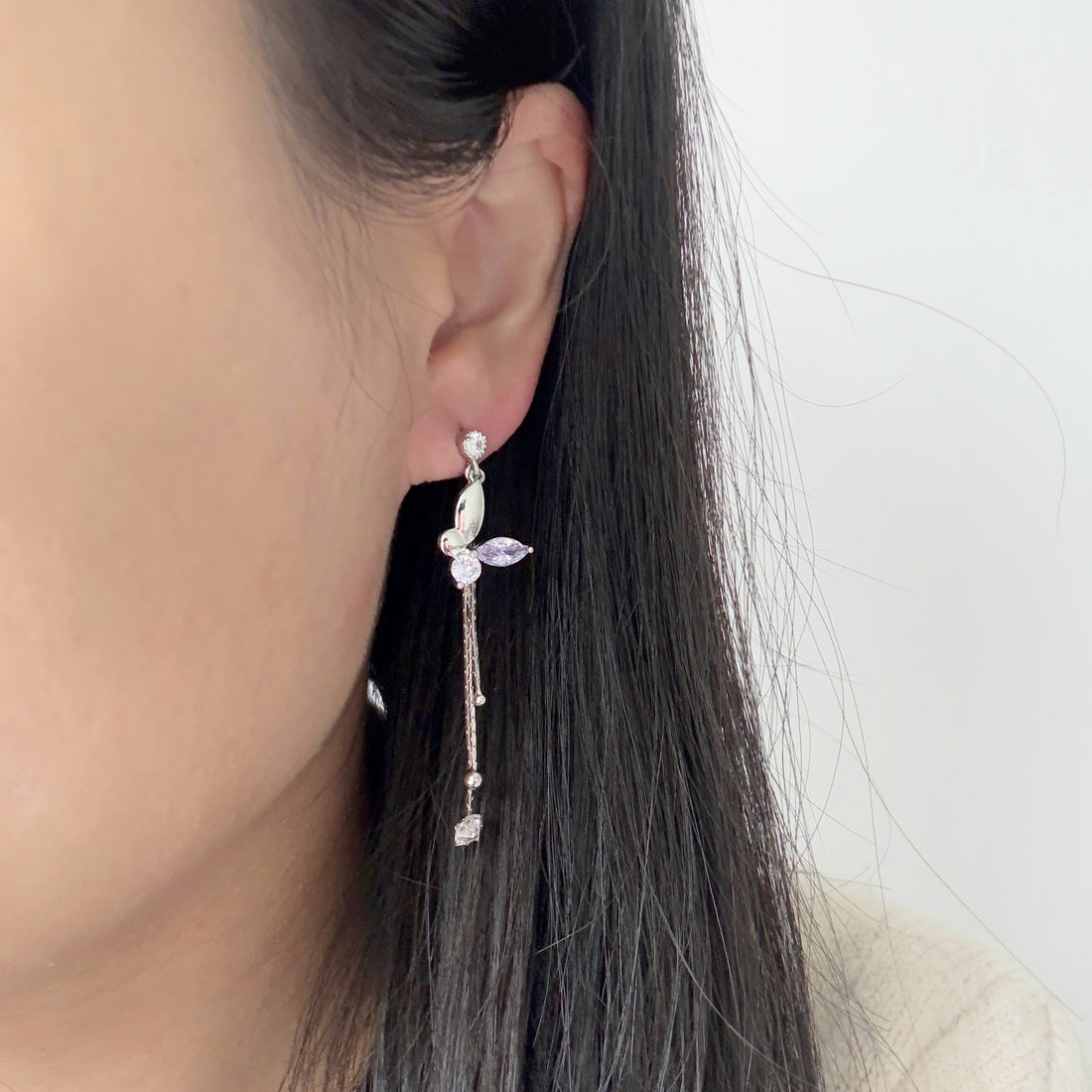 Crystal Flutter Asymmetrical Dangles - Sisilia Jewels