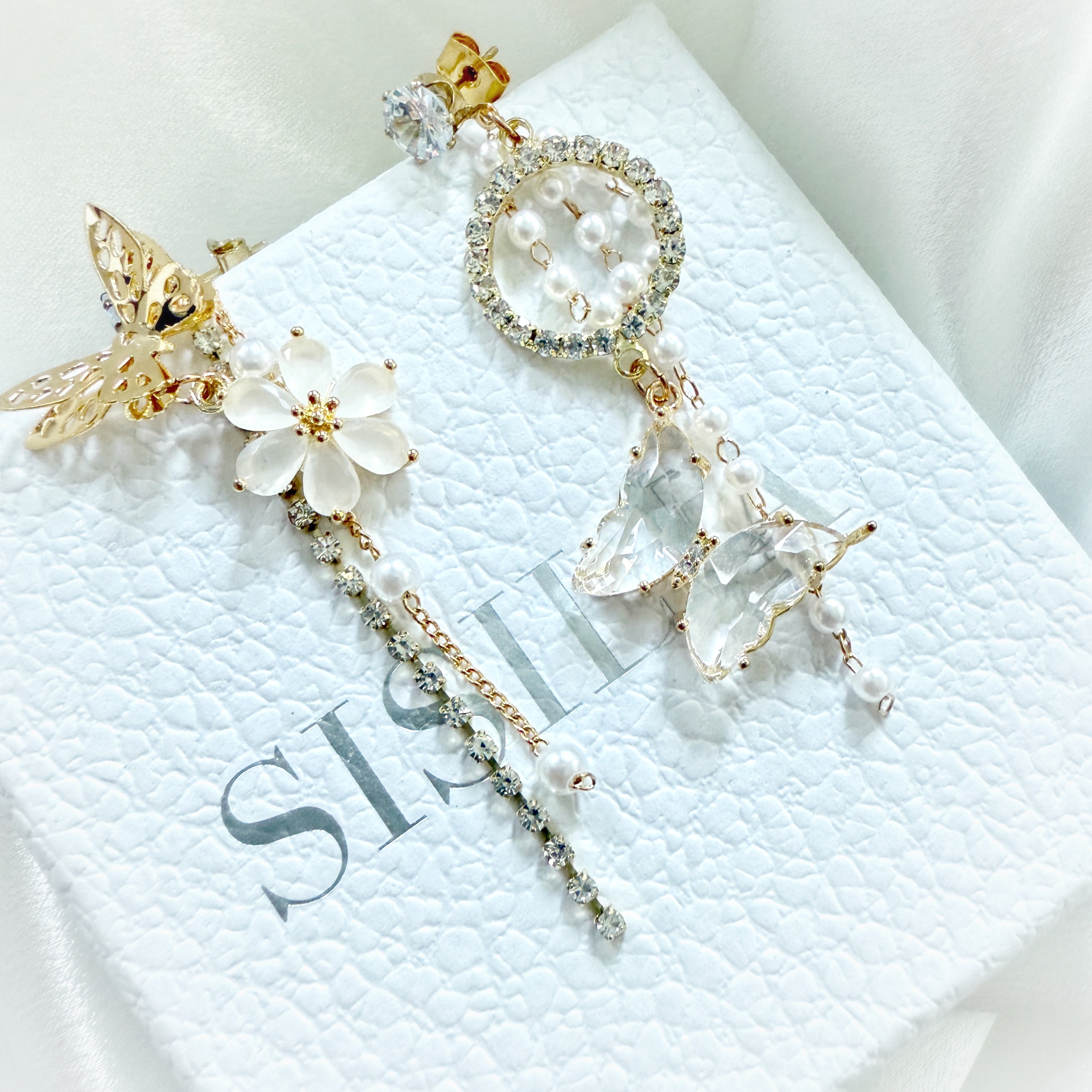 Asymmetric Aquamarine Butterfly Dangles