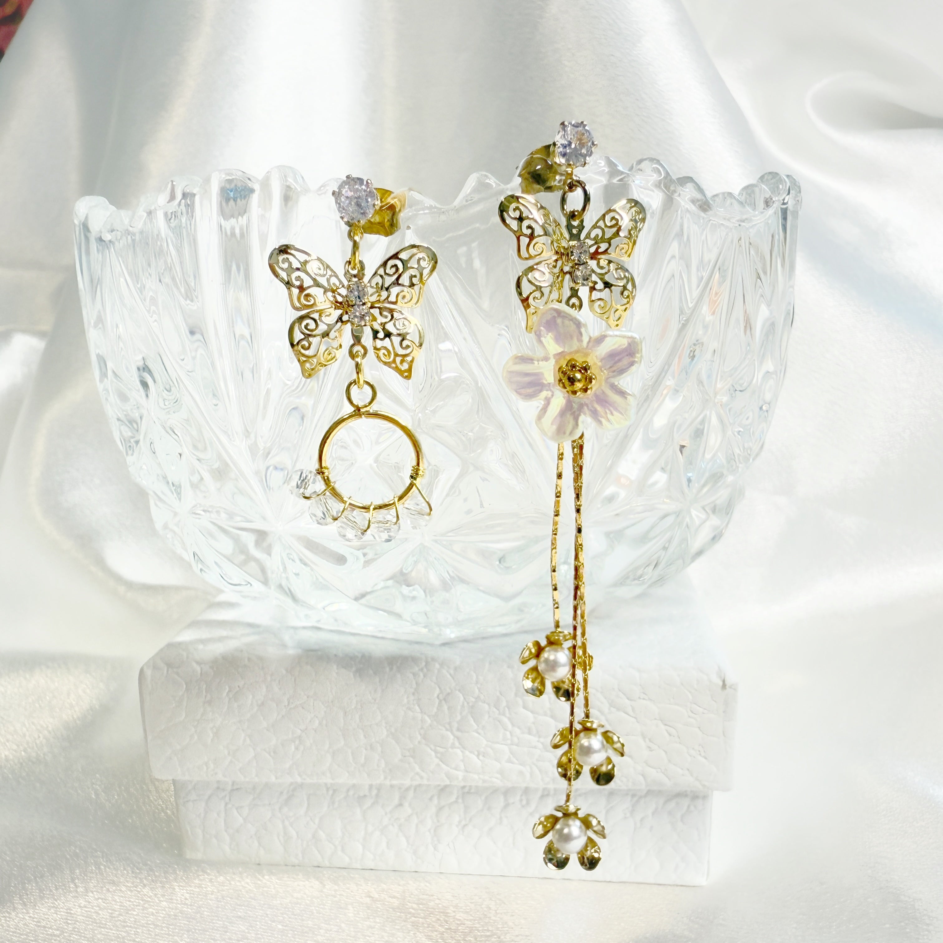 Golden Heart Blossom Drop Earrings - Sisilia Jewels