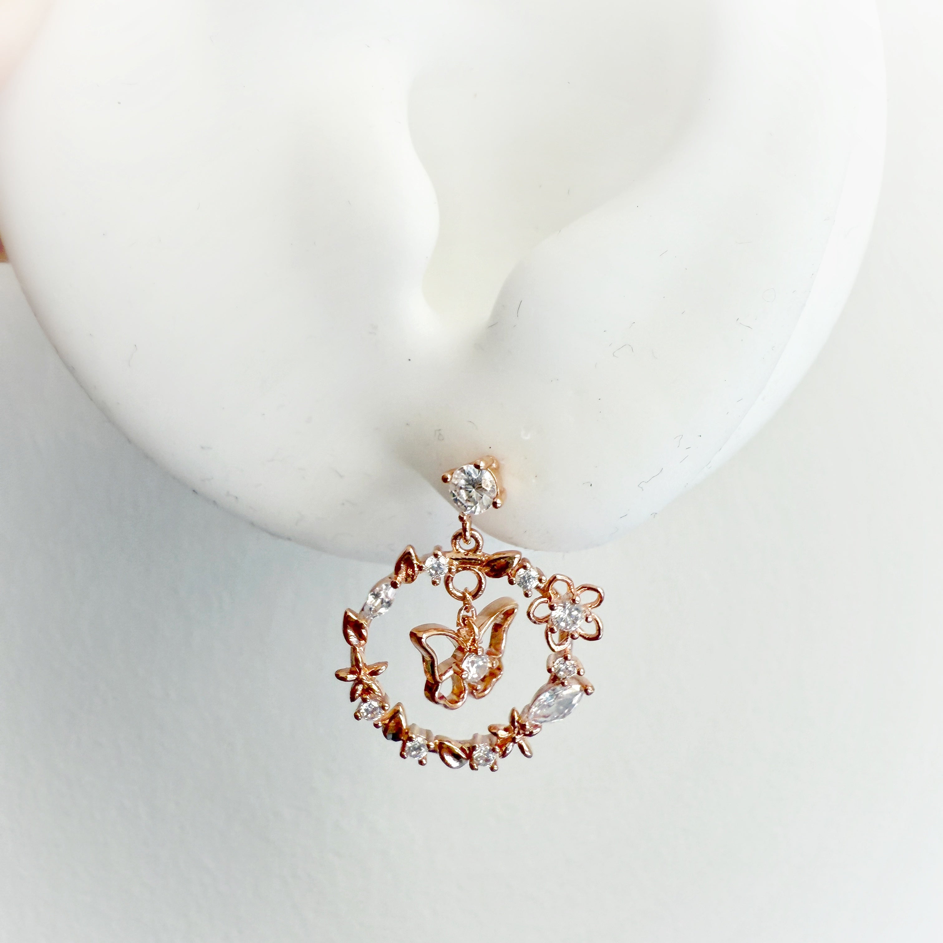 Fluttering Rose Gold Wreath Drop Earrings - Sisilia Jewels