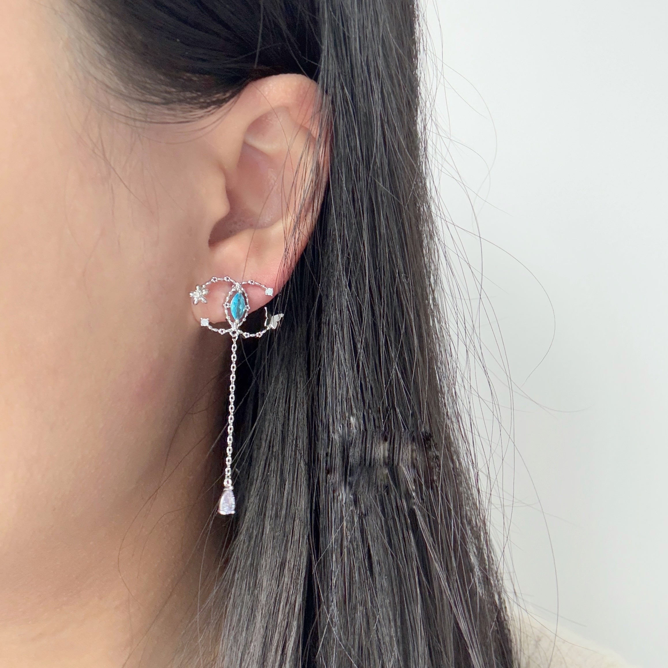 Graceful C-Shaped Flutter Dangle Earrings - Sisilia Jewels