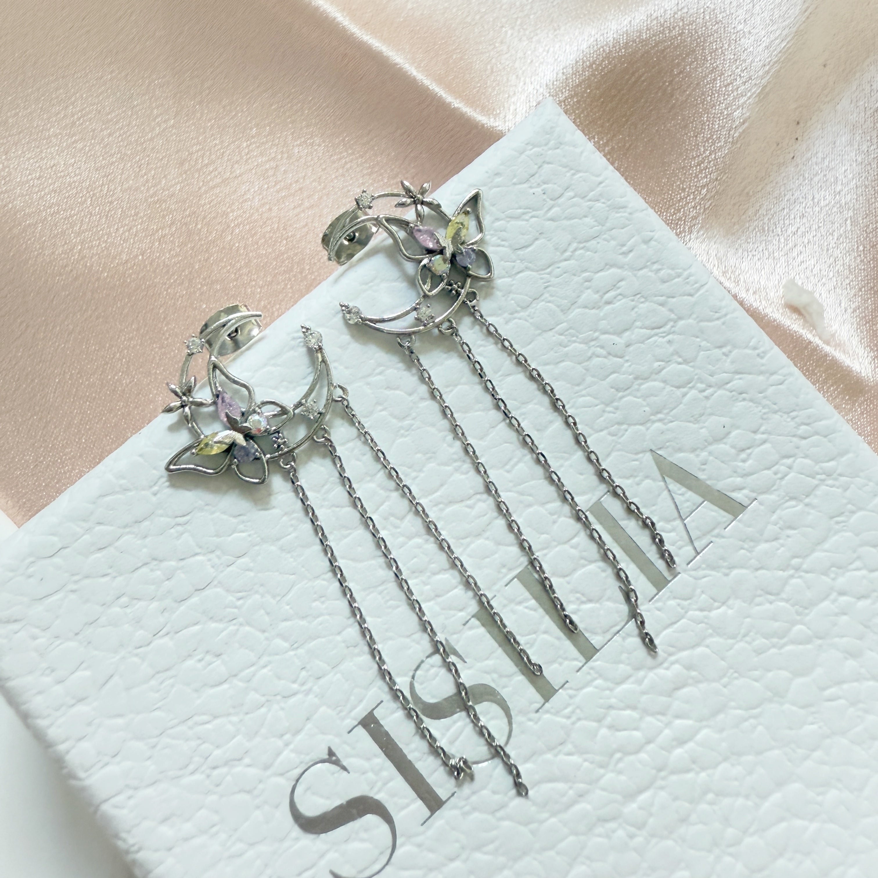 Silver Lunar Flutter Dangles - Sisilia Jewels