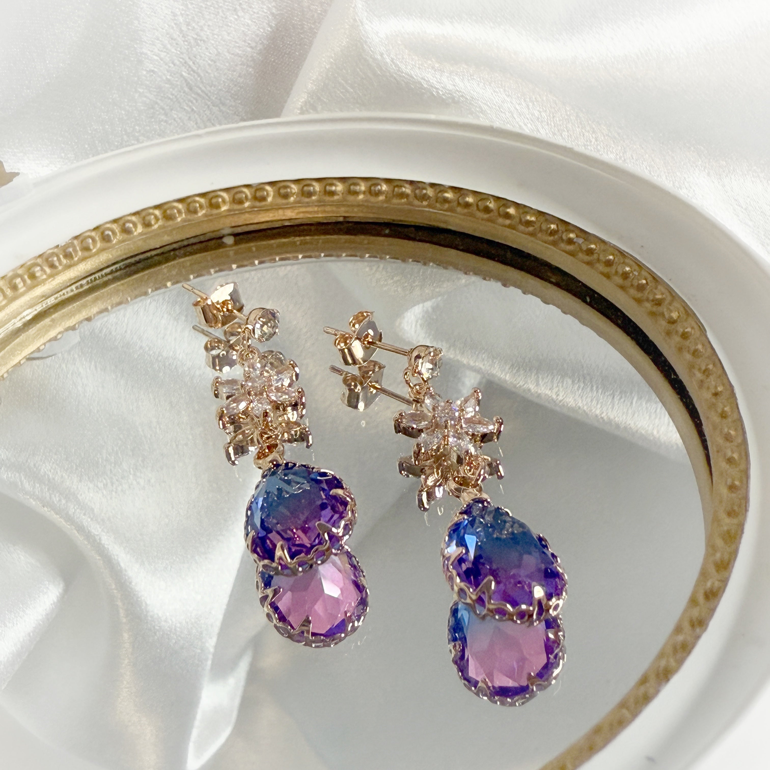 Purple Rain Petal Dangle Earrings - Sisilia Jewels
