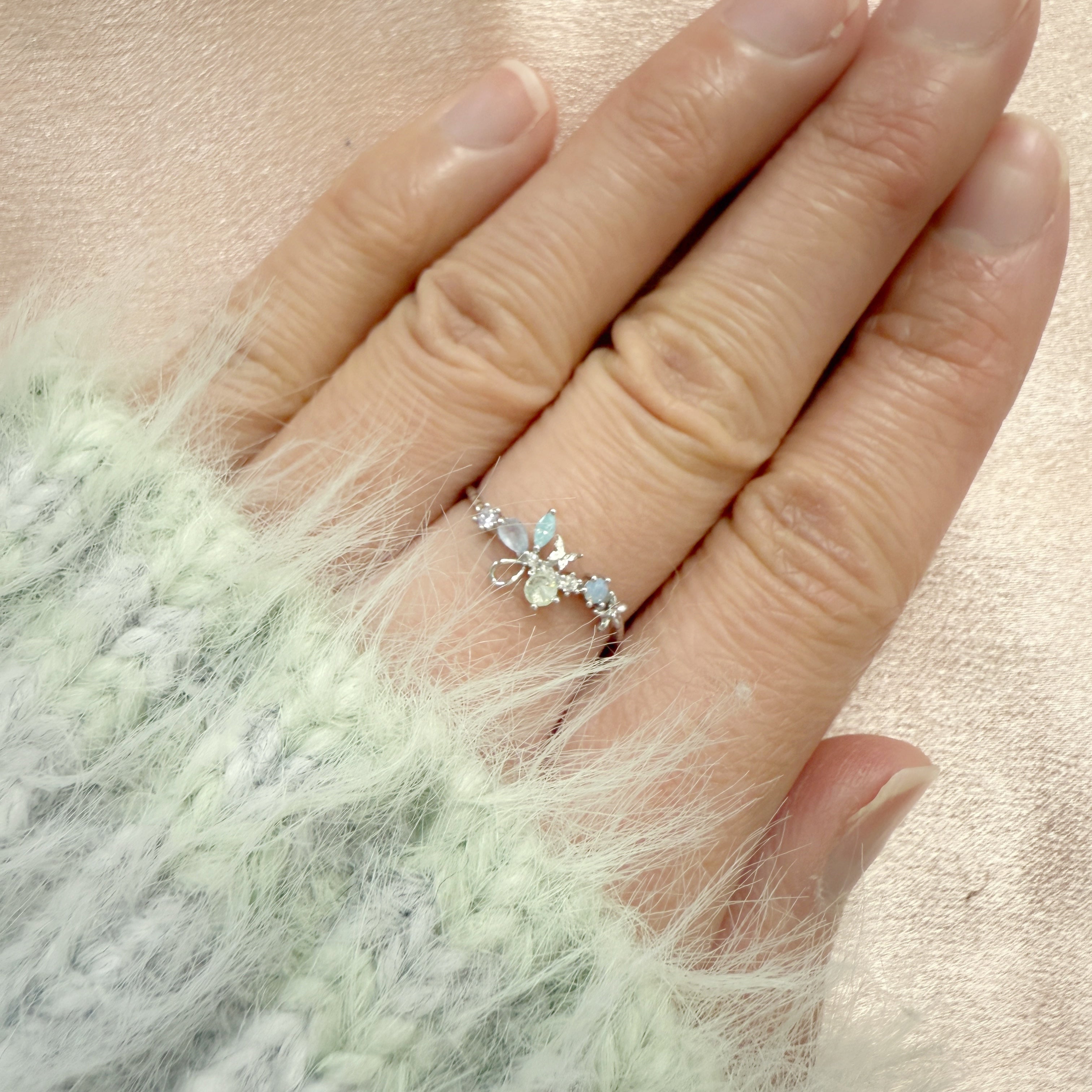 Cute Blossom Butterfly Silver Adjustable Ring - Sisilia Jewels