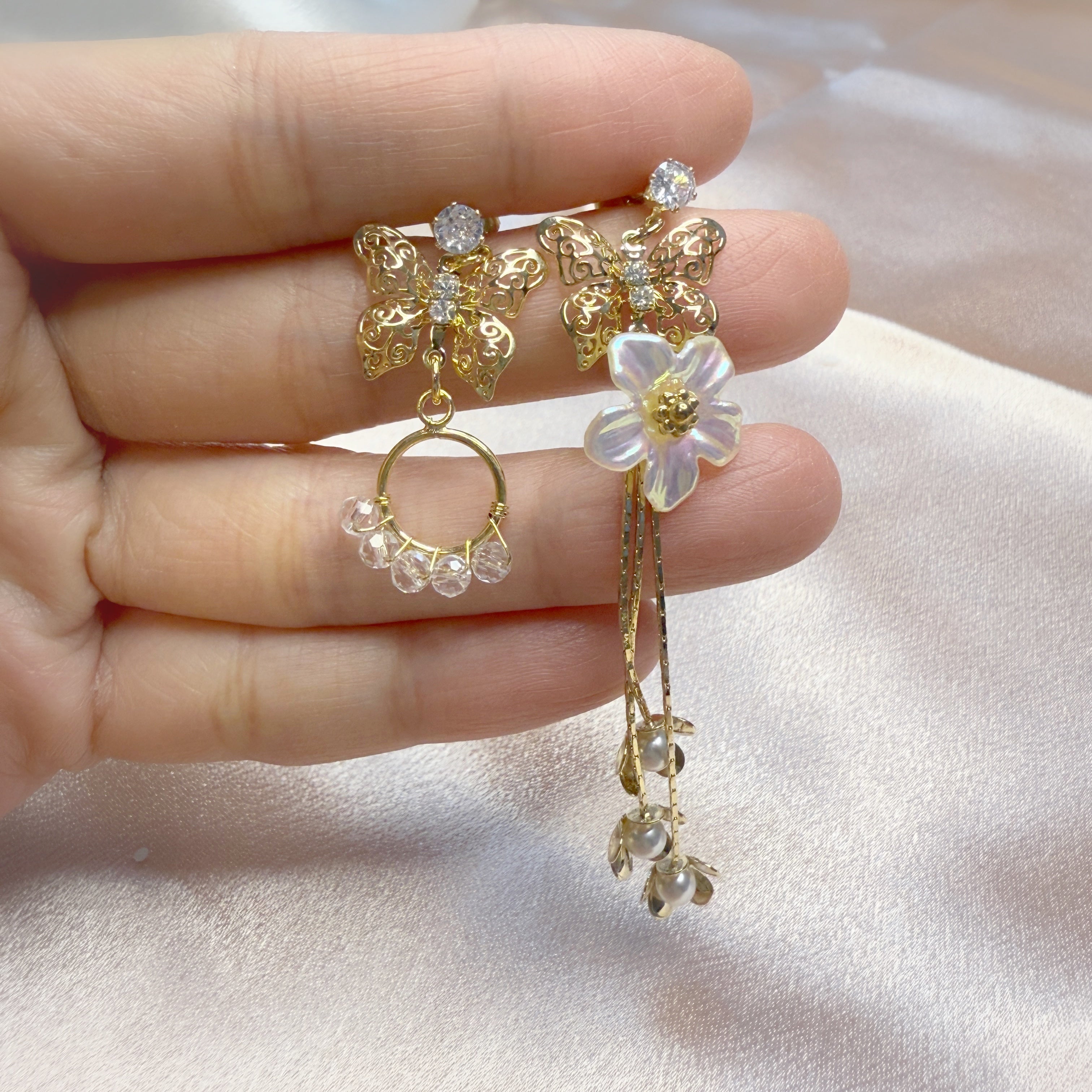 Golden Heart Blossom Drop Earrings - Sisilia Jewels