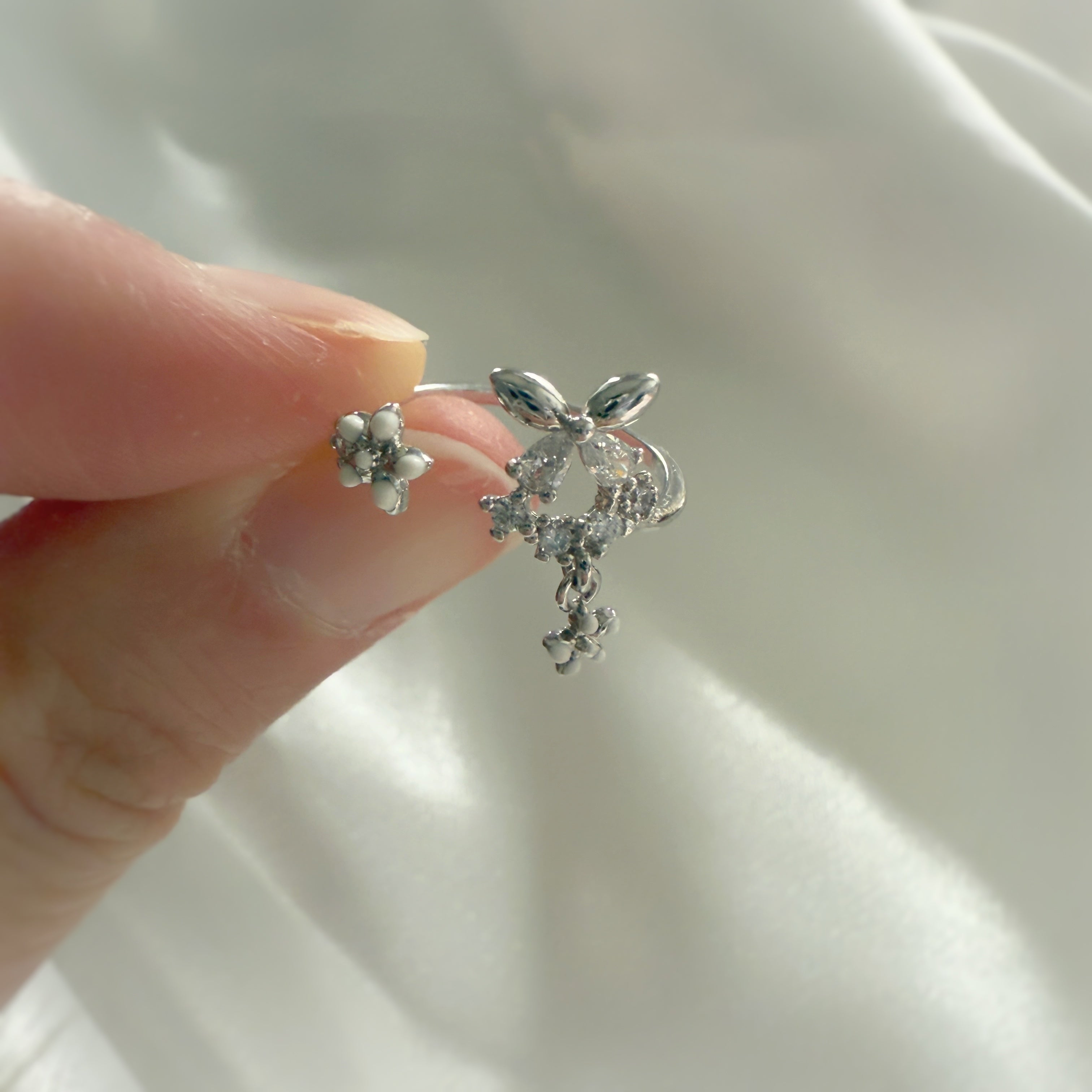 Butterfly Twin Blossom Silver Adjustable Ring - Sisilia Jewels