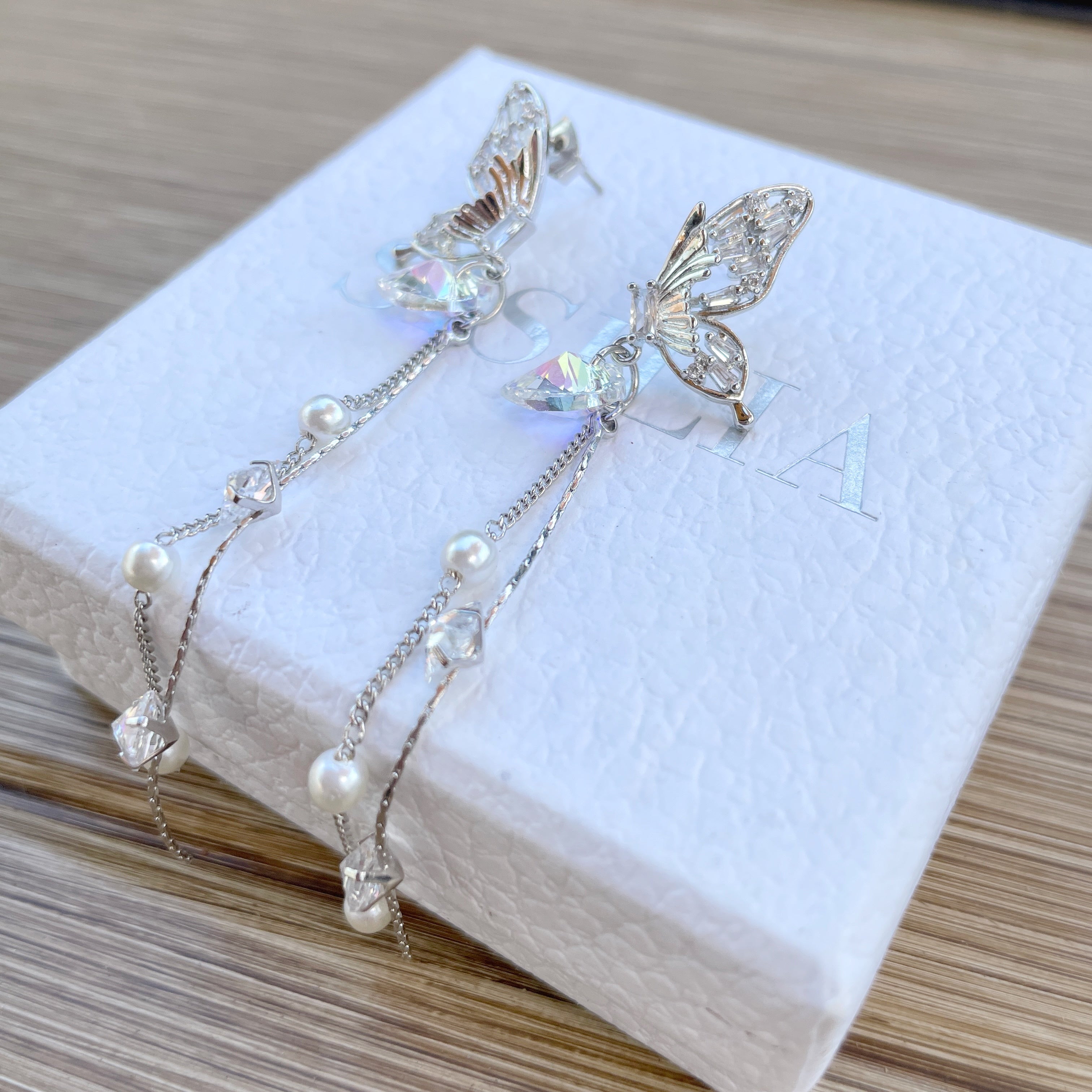 Swarovski Butterfly Pearl Dangles - Sisilia Jewels