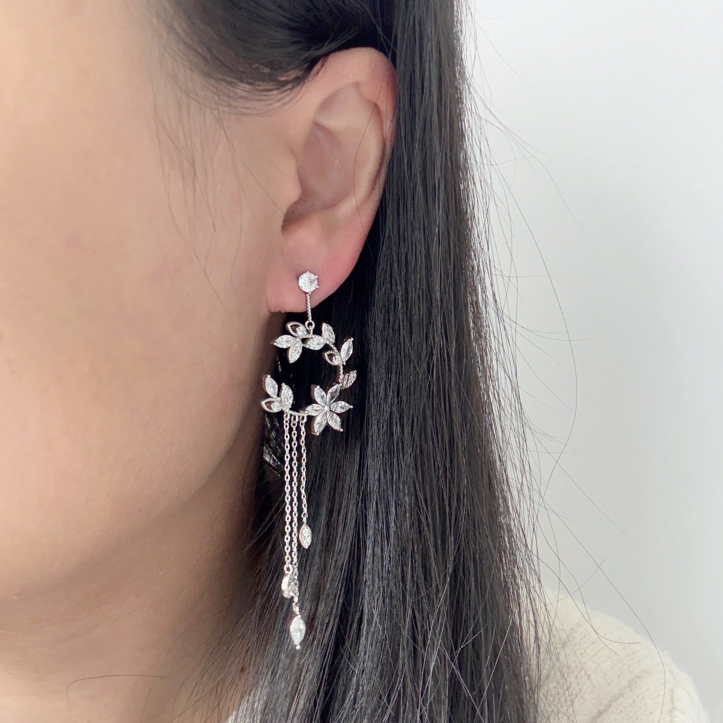 Silver Olive Leaf Dangly Earrings