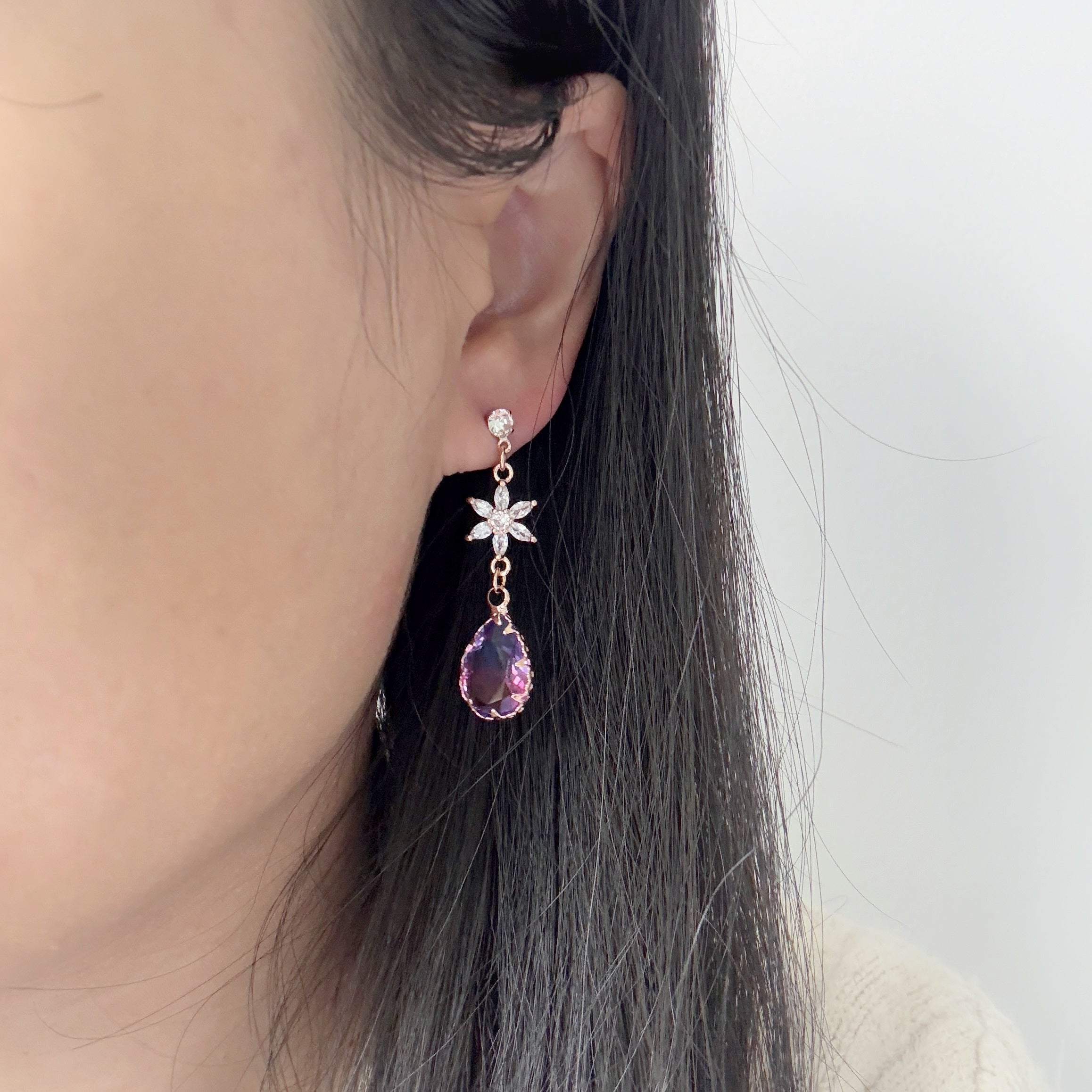 Purple Rain Petal Dangle Earrings - Sisilia Jewels