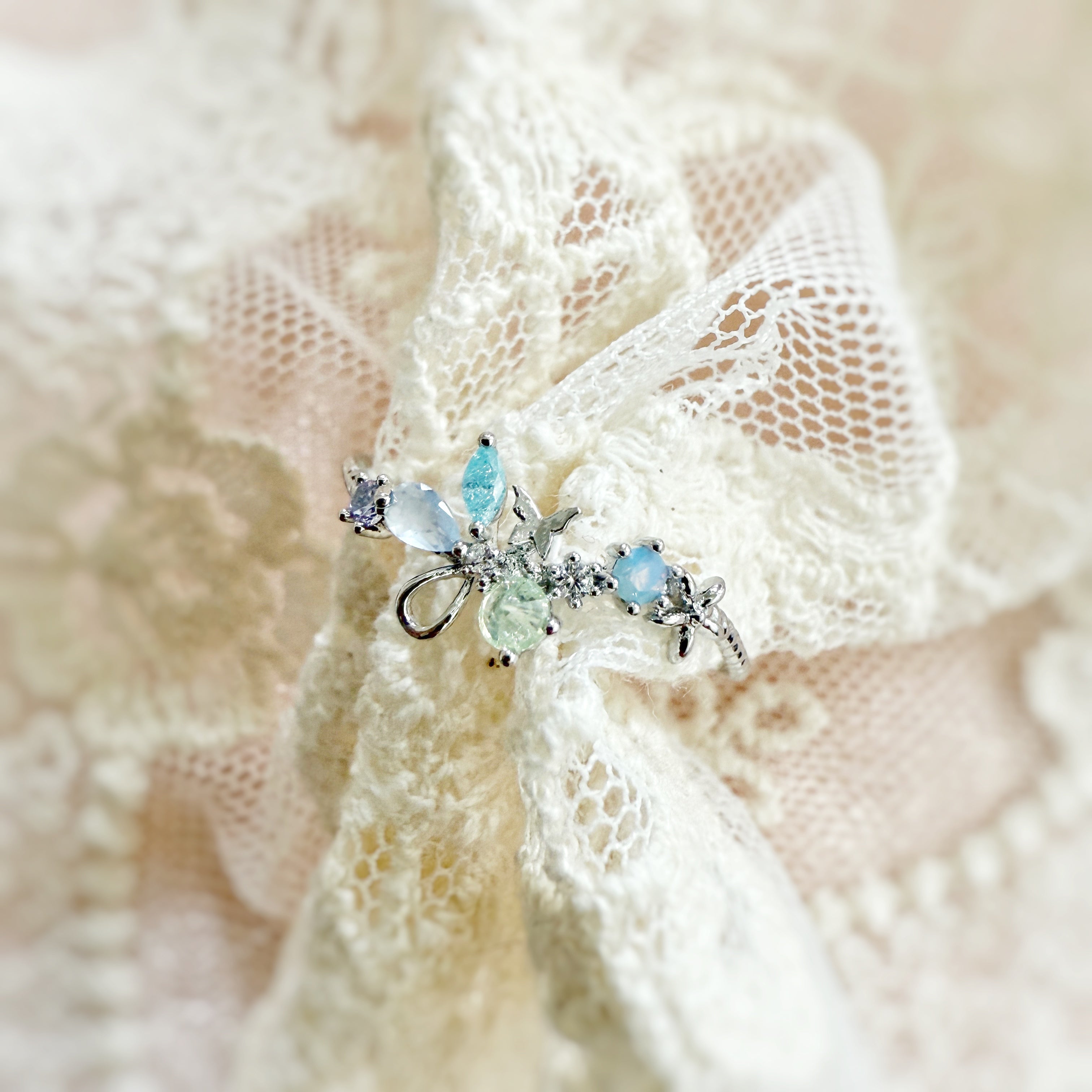 Cute Blossom Butterfly Silver Adjustable Ring - Sisilia Jewels