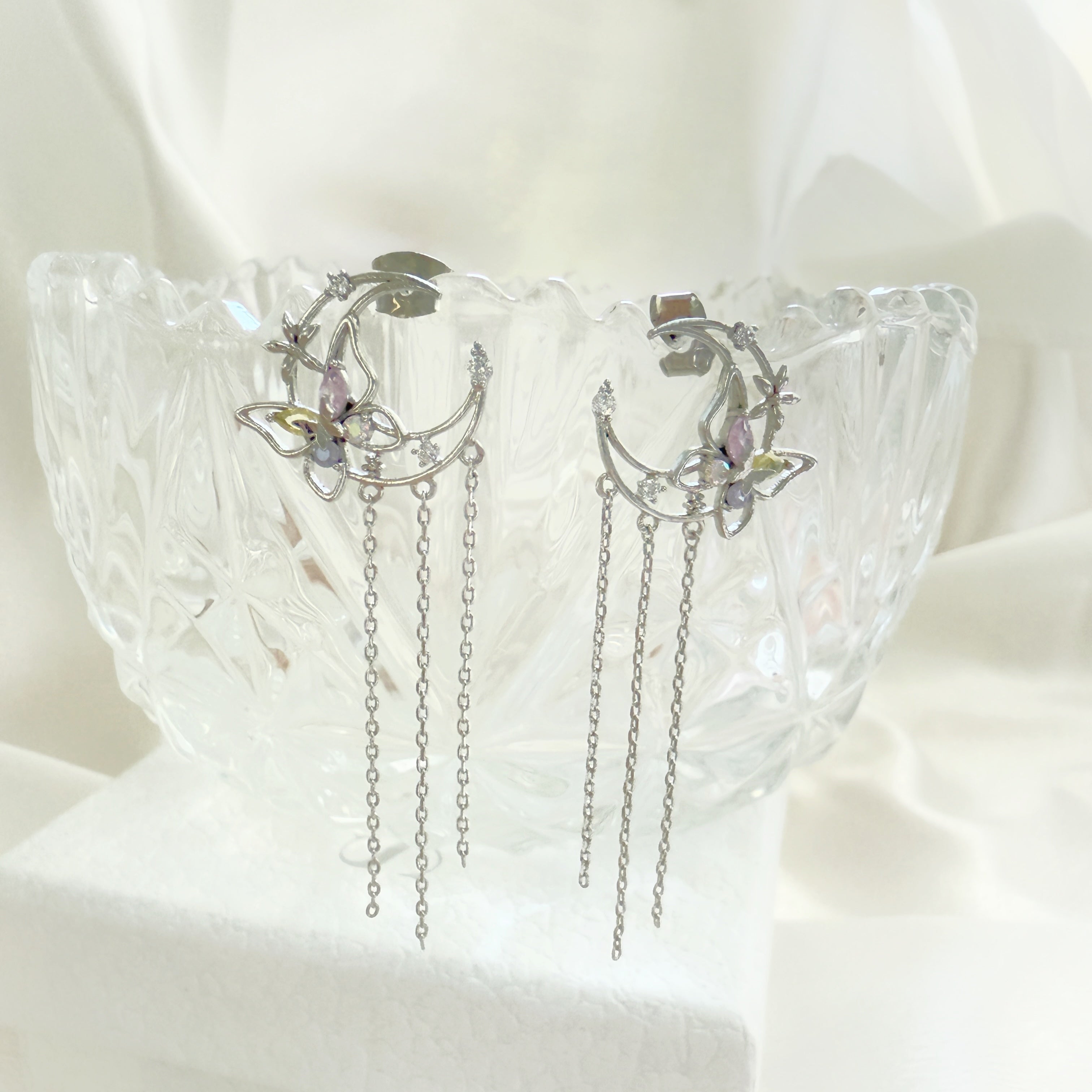 Silver Lunar Flutter Dangles - Sisilia Jewels