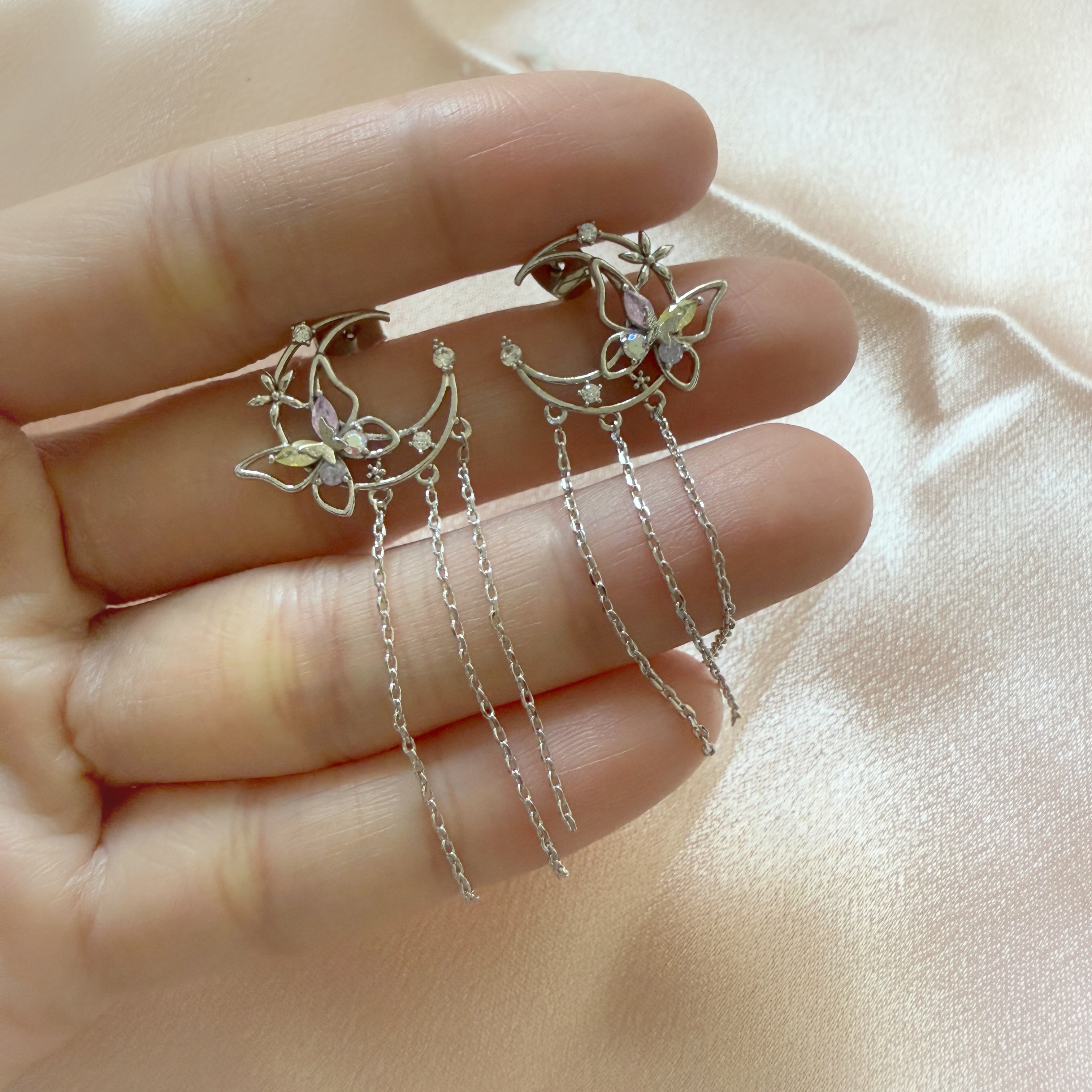 Silver Lunar Flutter Dangles - Sisilia Jewels