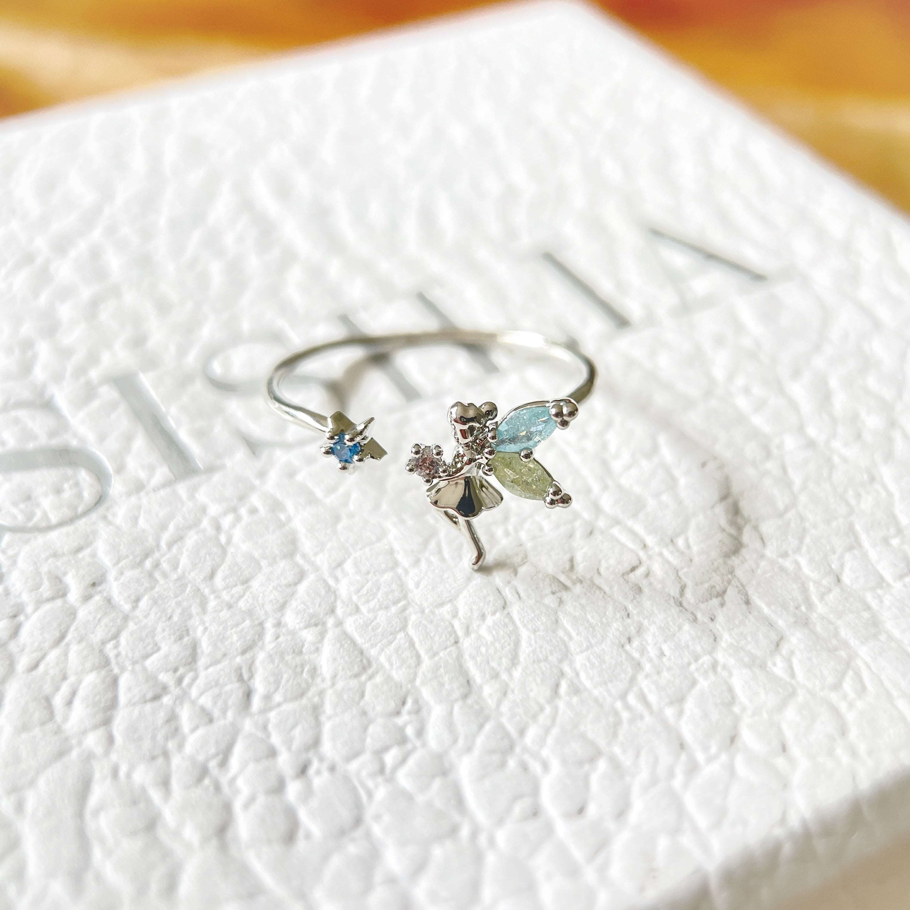 Fluttering Fairy Silver Adjustable Ring