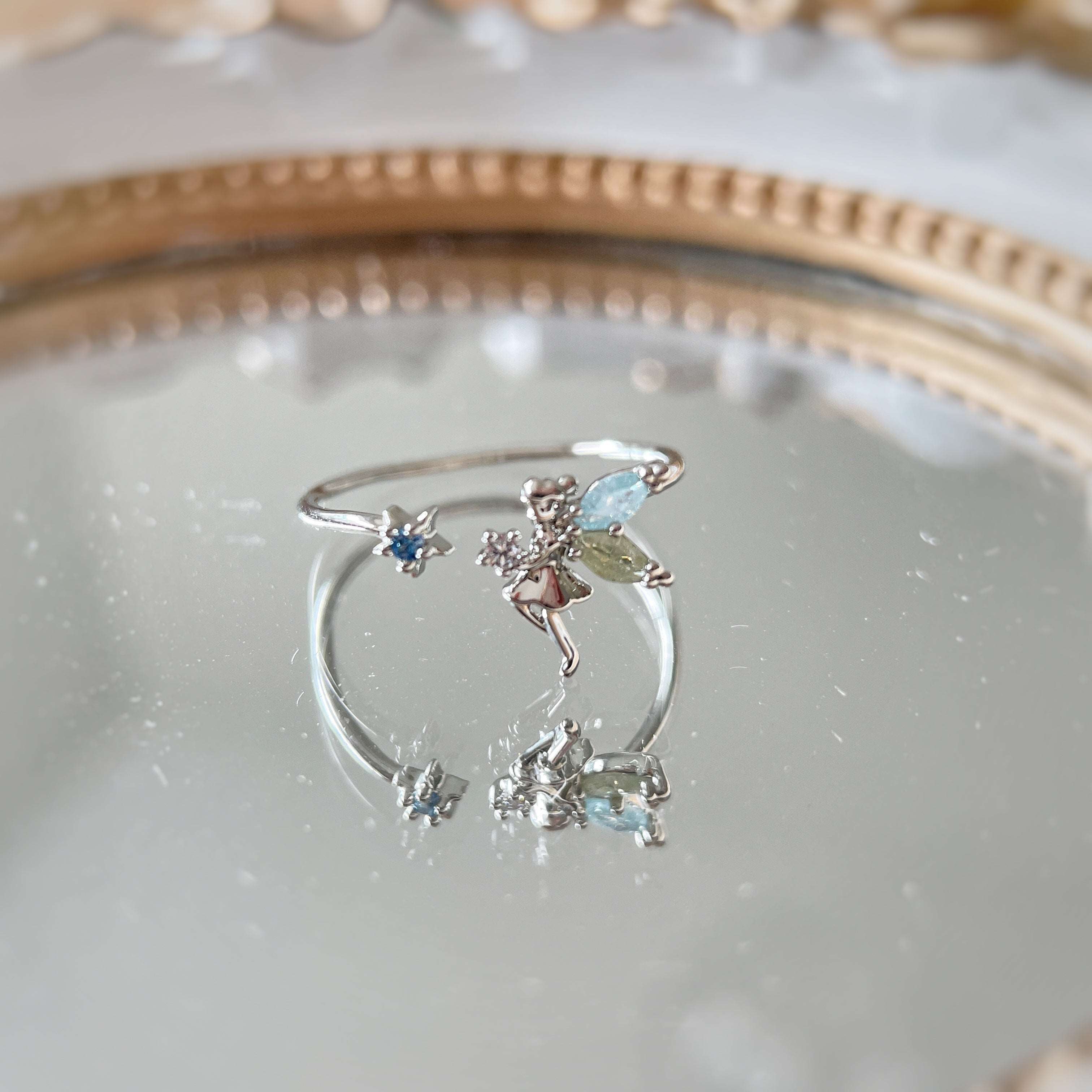 Fluttering Fairy Silver Adjustable Ring