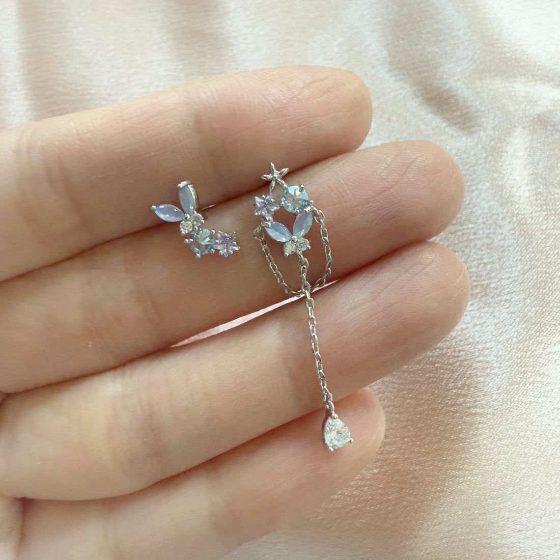 Silver Gems asymmetric earrings - Sisilia Jewels