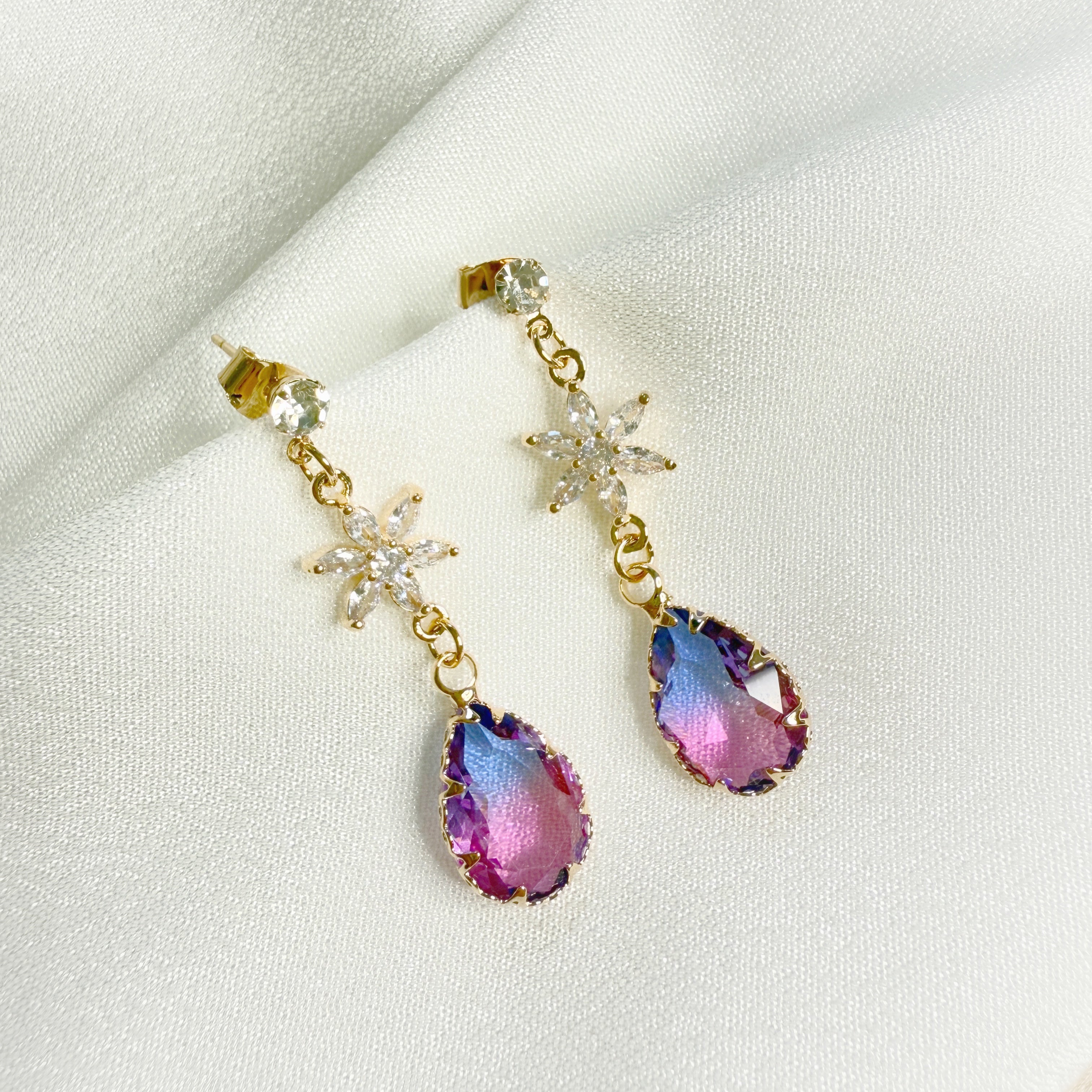 Purple Rain Petal Dangle Earrings - Sisilia Jewels