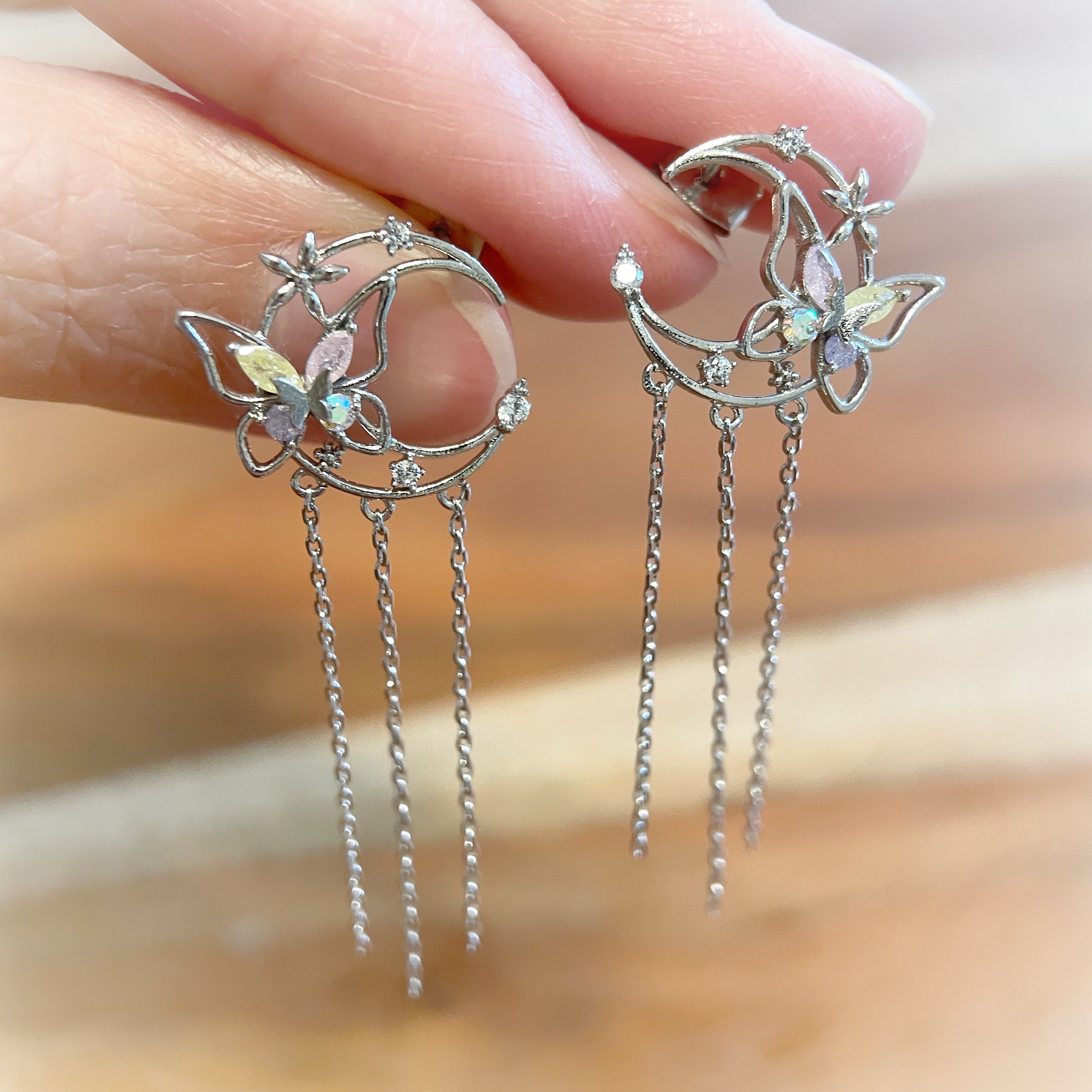 Silver Lunar Flutter Dangles - Sisilia Jewels