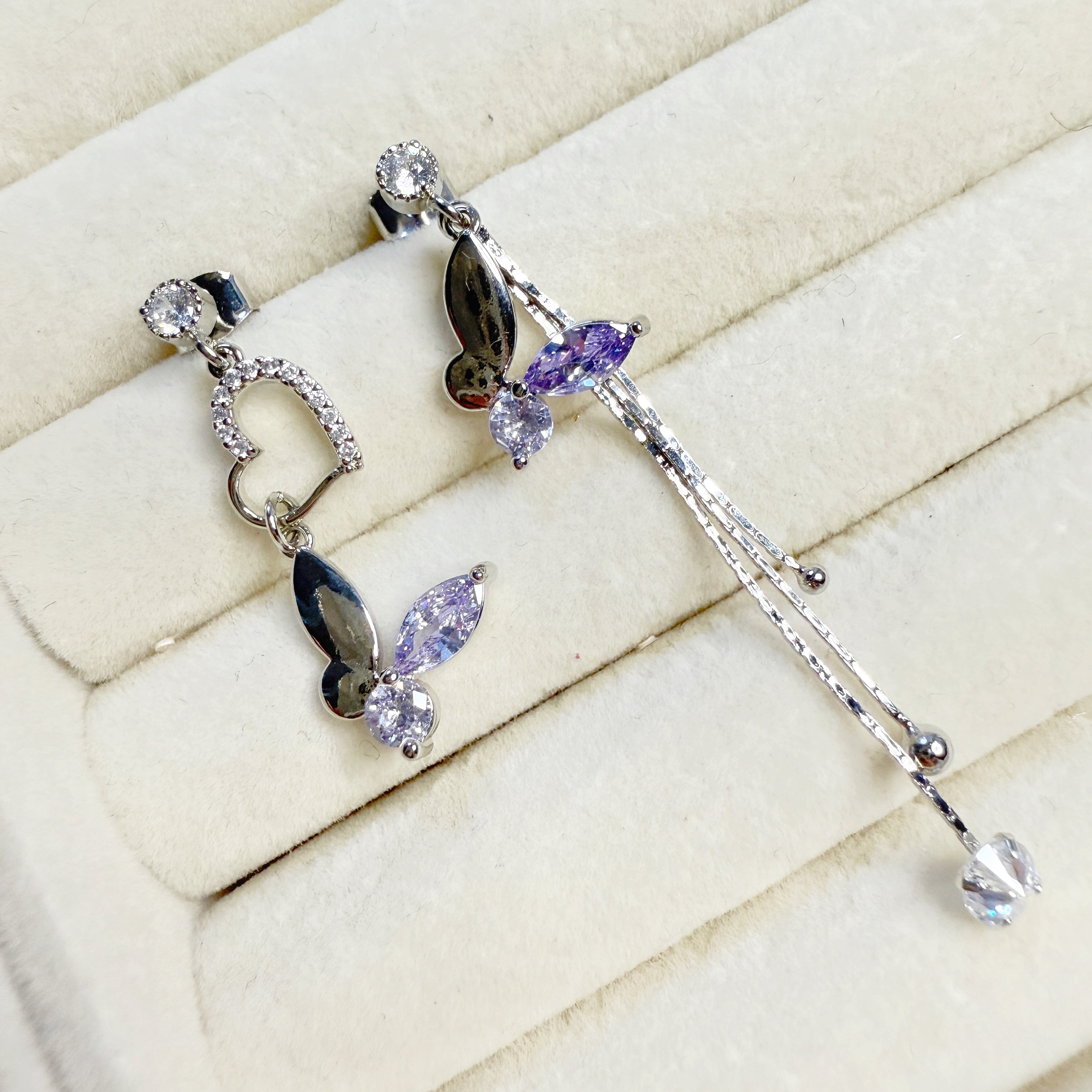 Crystal Flutter Asymmetrical Dangles - Sisilia Jewels