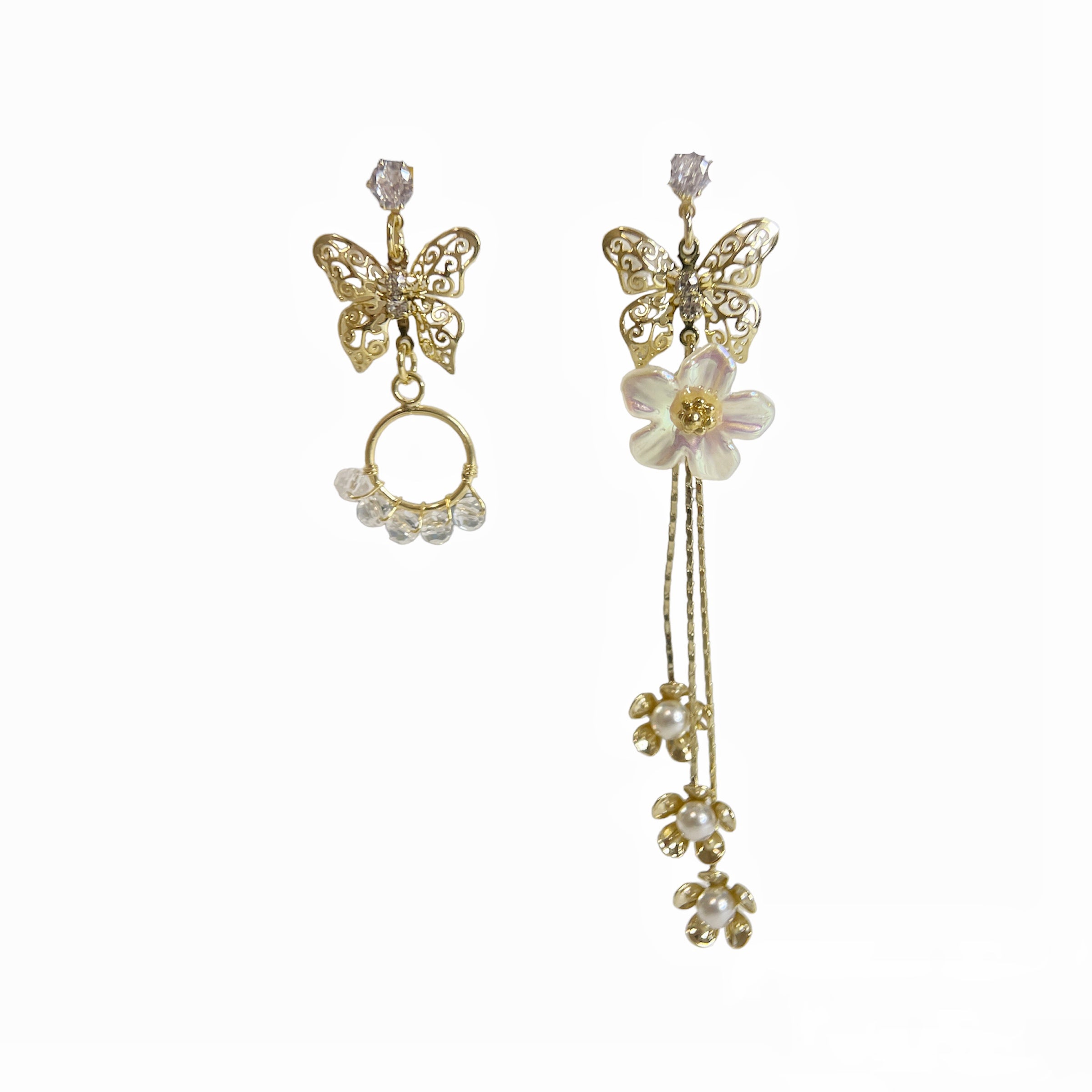 Golden Heart Blossom Drop Earrings - Sisilia Jewels