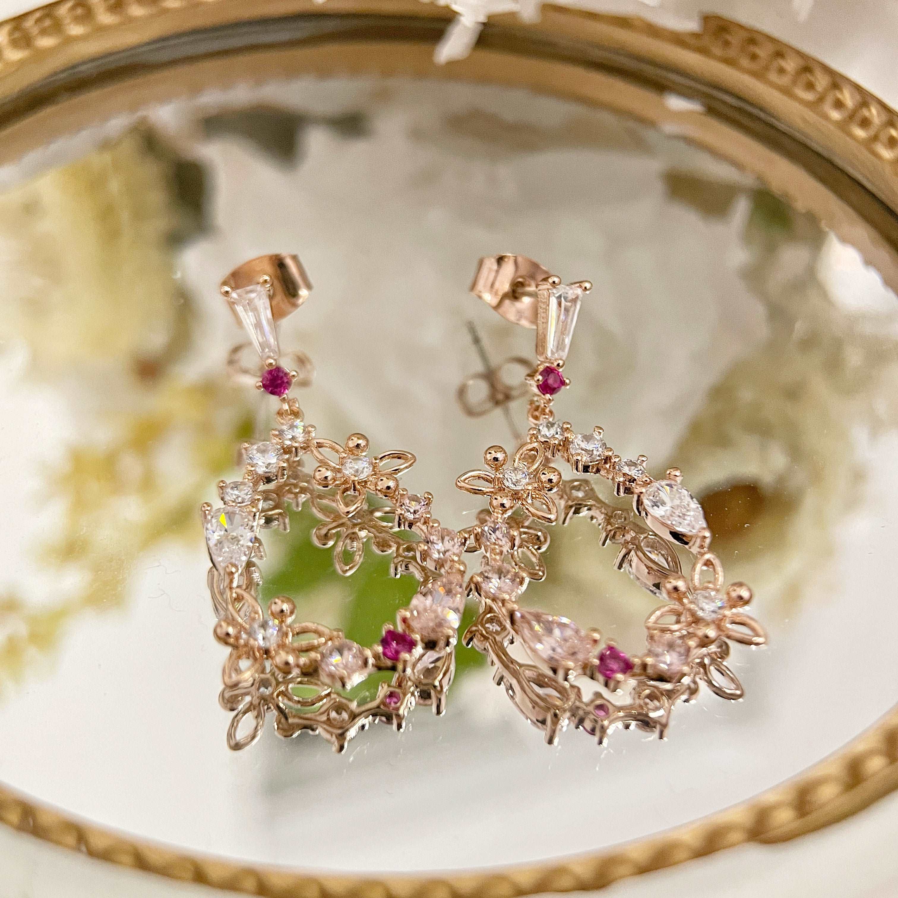 Trillium Rose Gold Drop Earrings - Sisilia Jewels