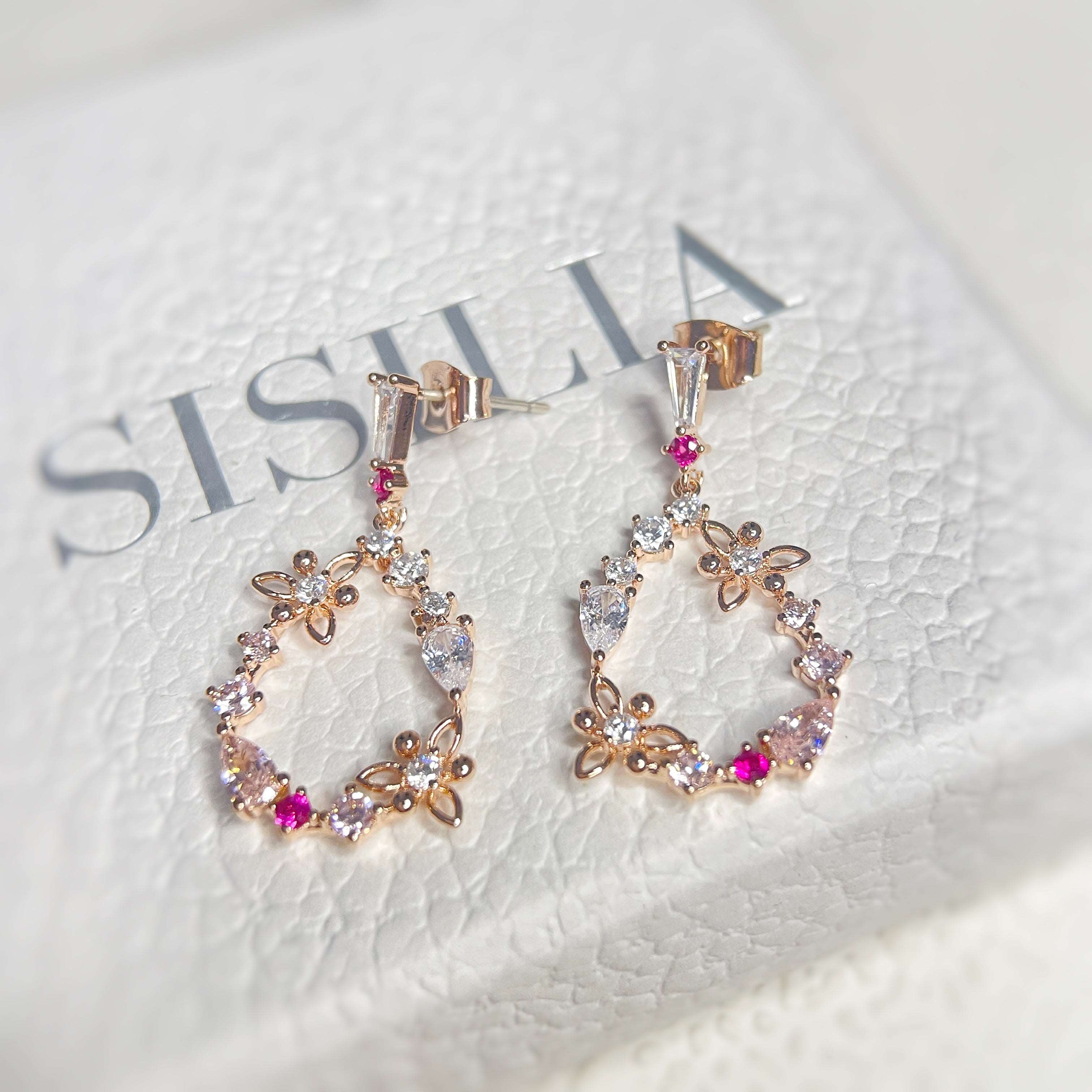 Trillium Rose Gold Drop Earrings - Sisilia Jewels