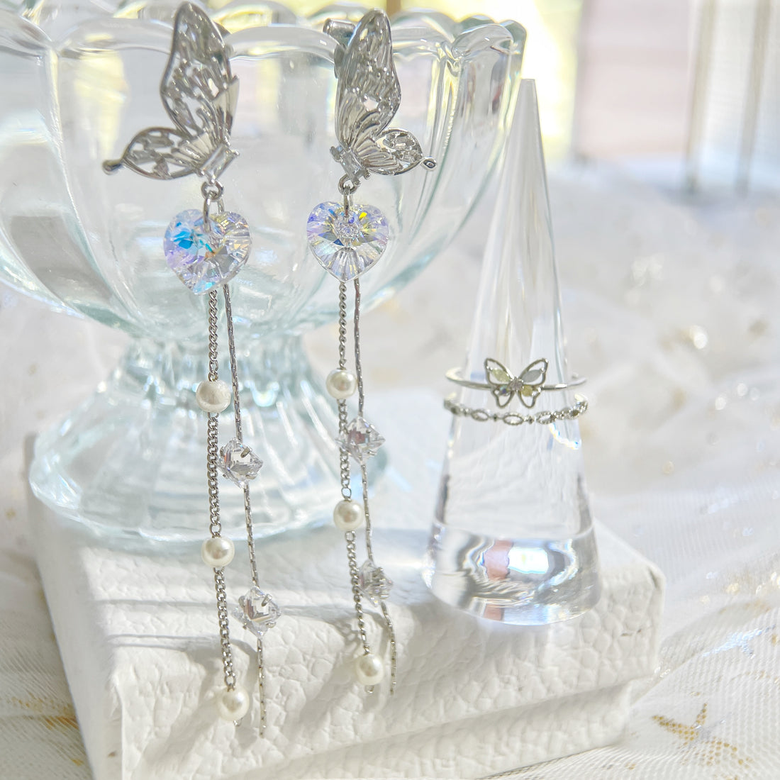 Butterfly Wing Silver Jewelry Set - Sisilia Jewels