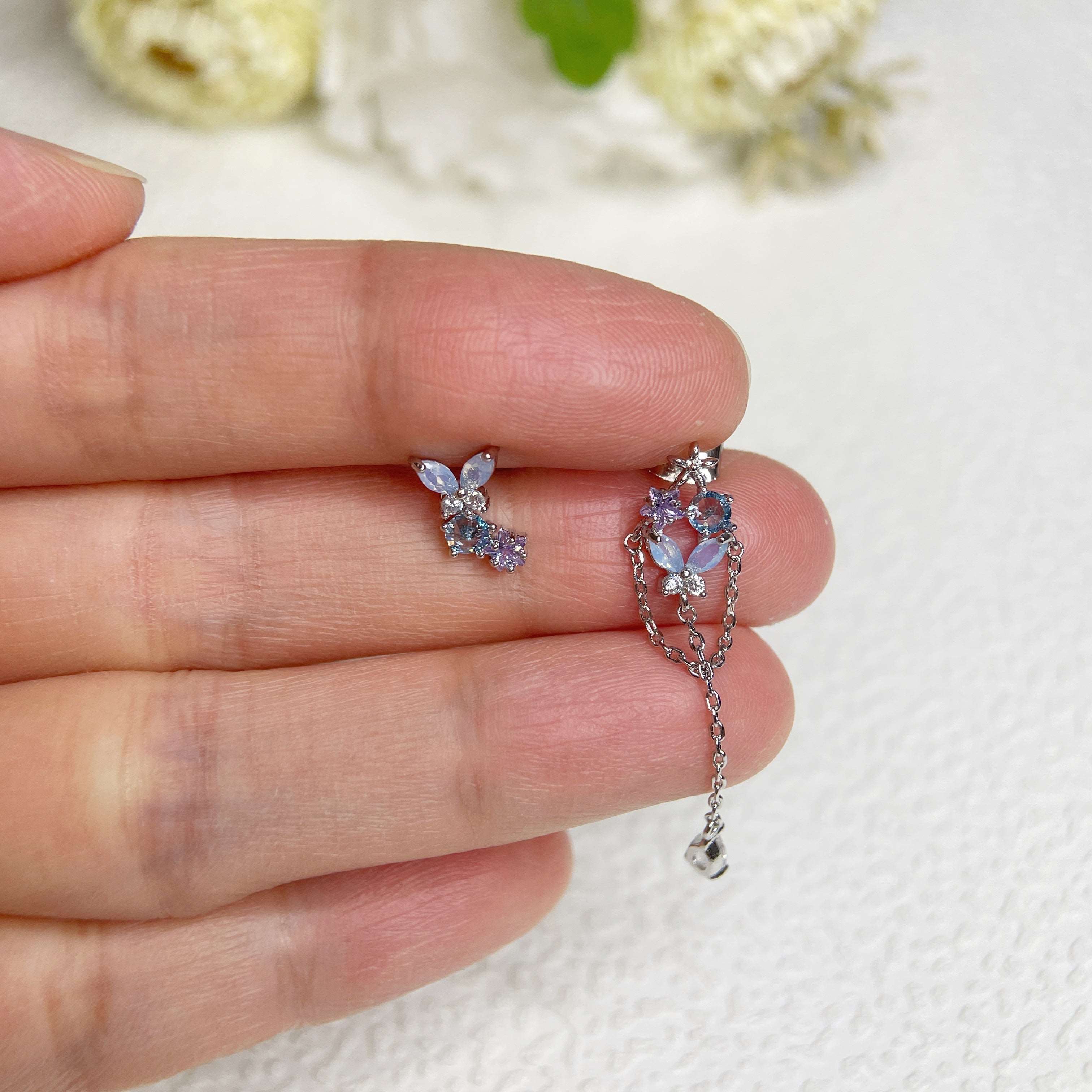 Silver Gems asymmetric earrings - Sisilia Jewels