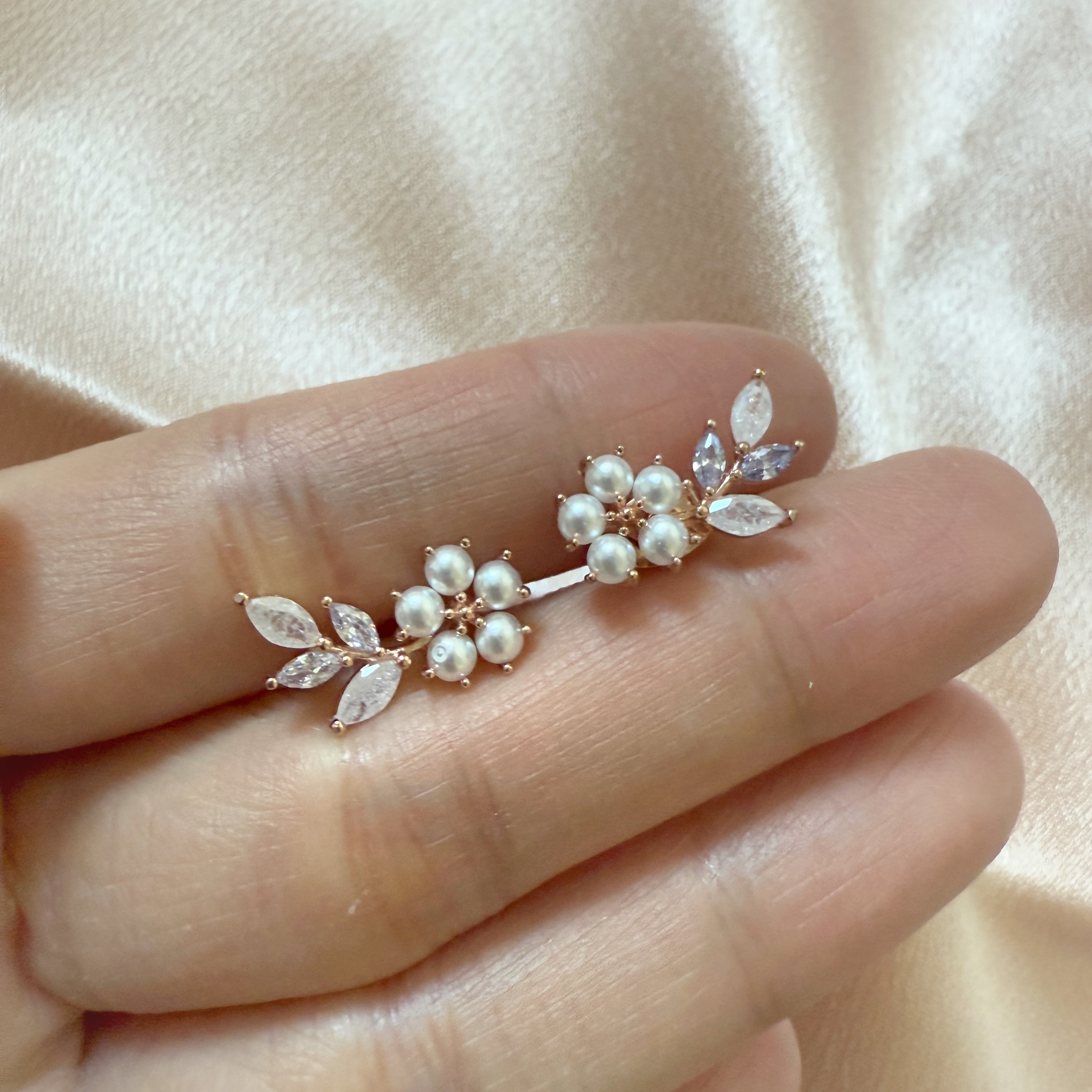 Bloom Pearl Wing Studs - Sisilia Jewels