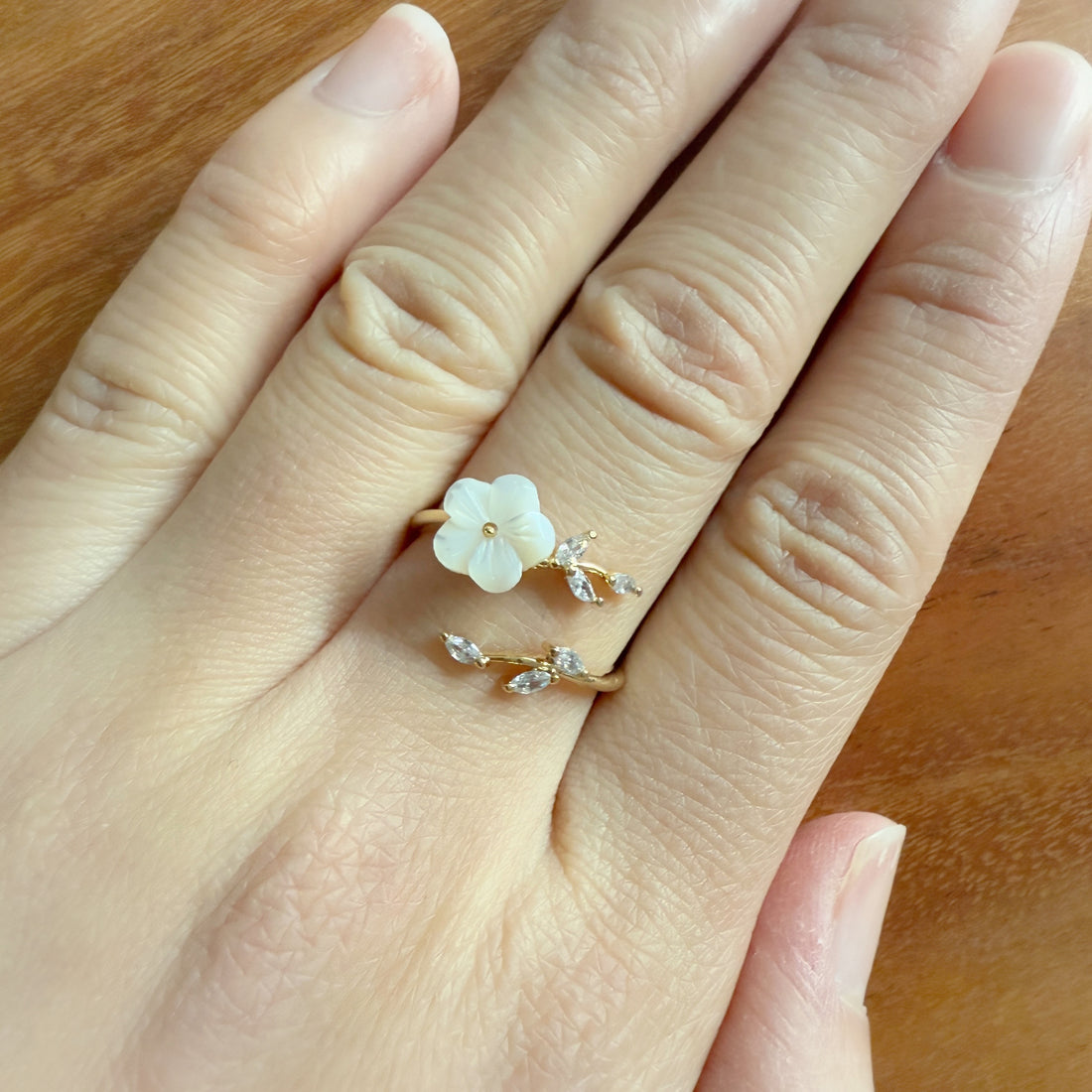 Magnolia Flower Gold Adjustable Wrap Ring - Sisilia Jewels