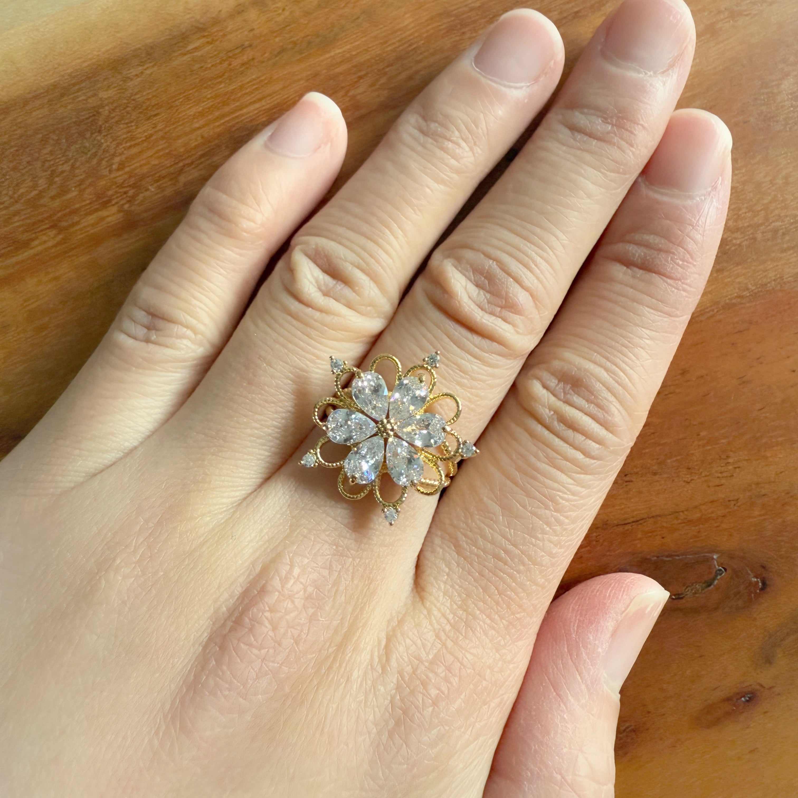 Lotus Flower Gold Adjustable Ring - Sisilia Jewels