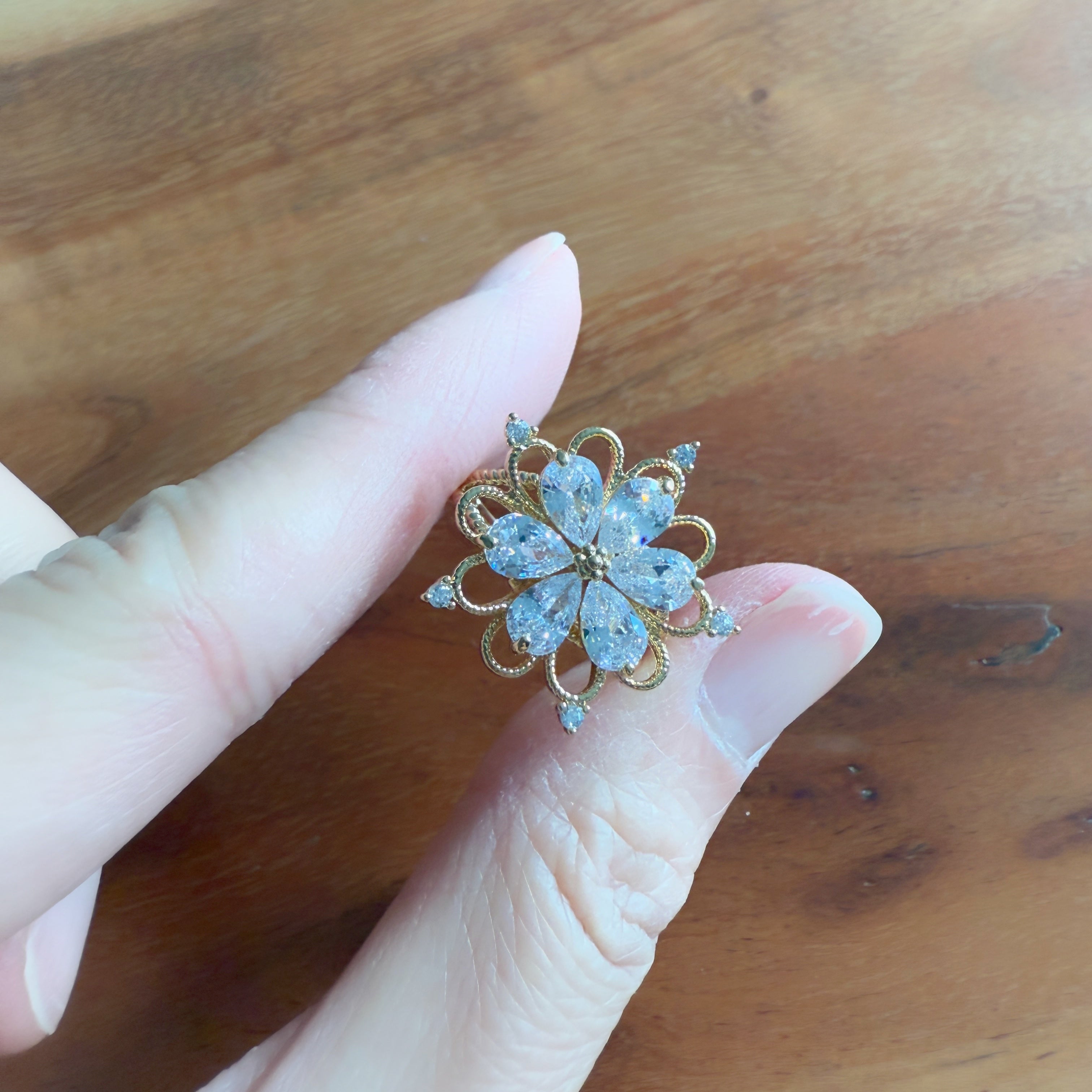 Lotus Flower Gold Adjustable Ring - Sisilia Jewels
