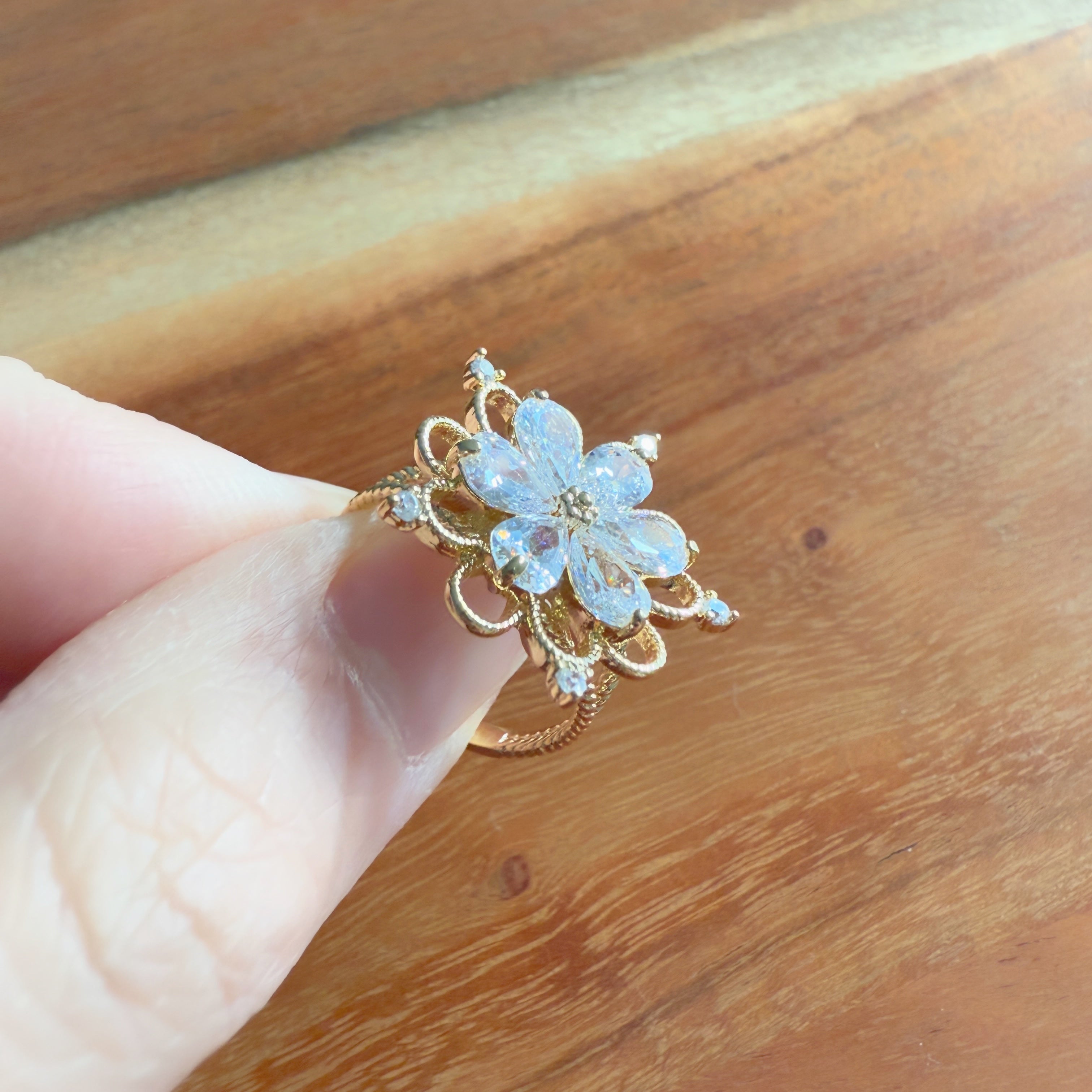 Lotus Flower Gold Adjustable Ring - Sisilia Jewels