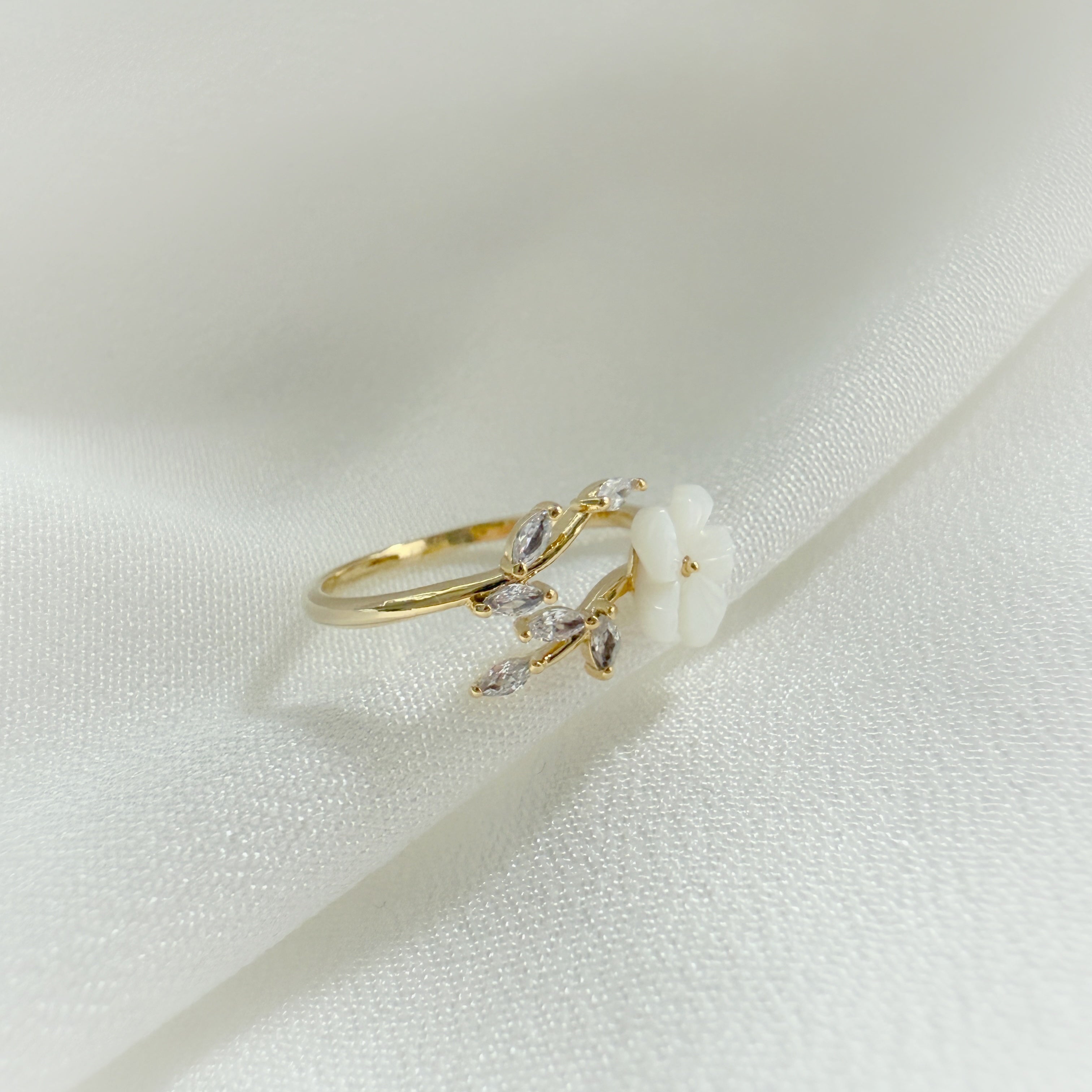 Magnolia Flower Gold Adjustable Wrap Ring - Sisilia Jewels