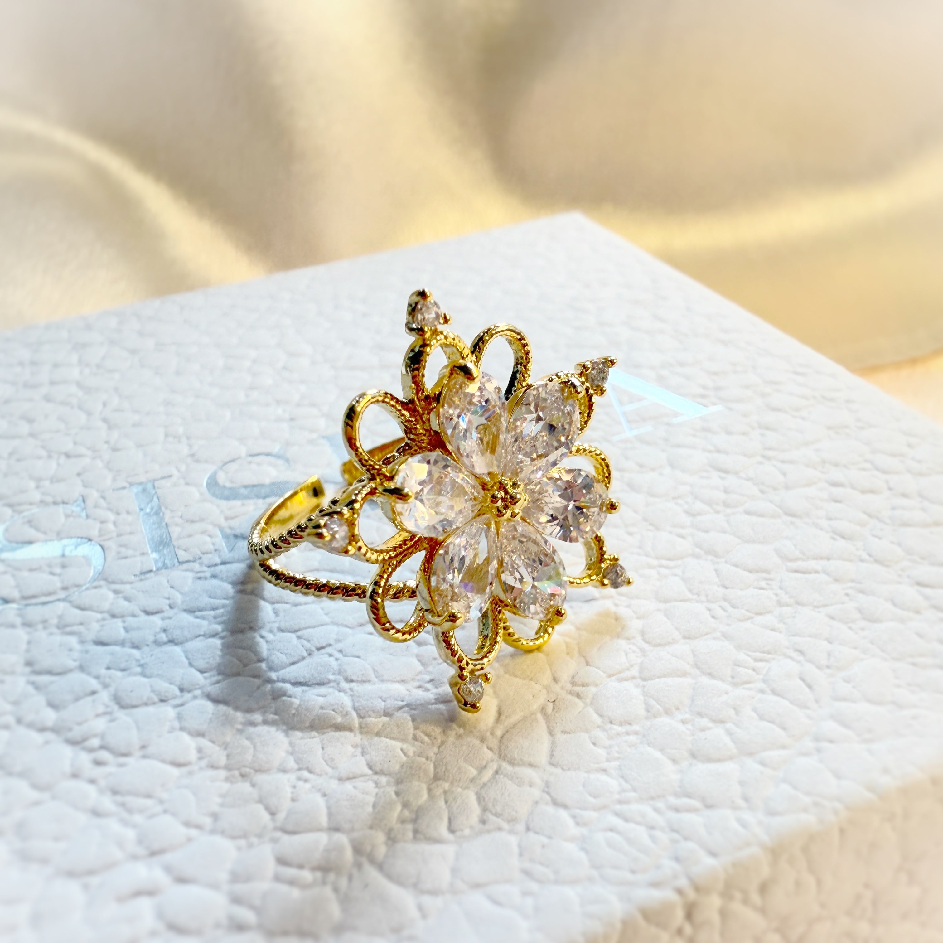 Lotus Flower Gold Adjustable Ring - Sisilia Jewels