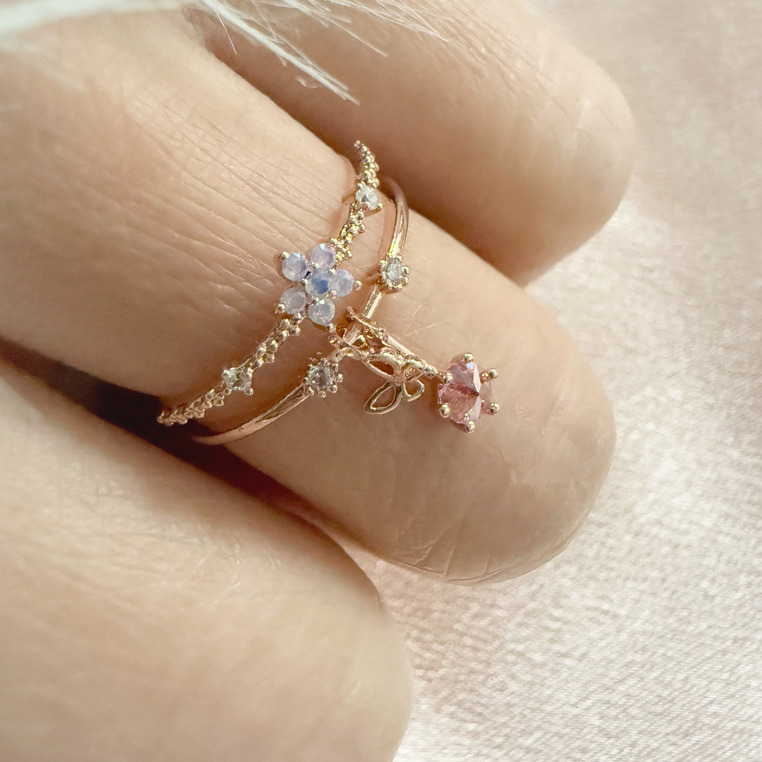Forget-Me-Not Rose Gold Double Band Ring - Sisilia Jewels