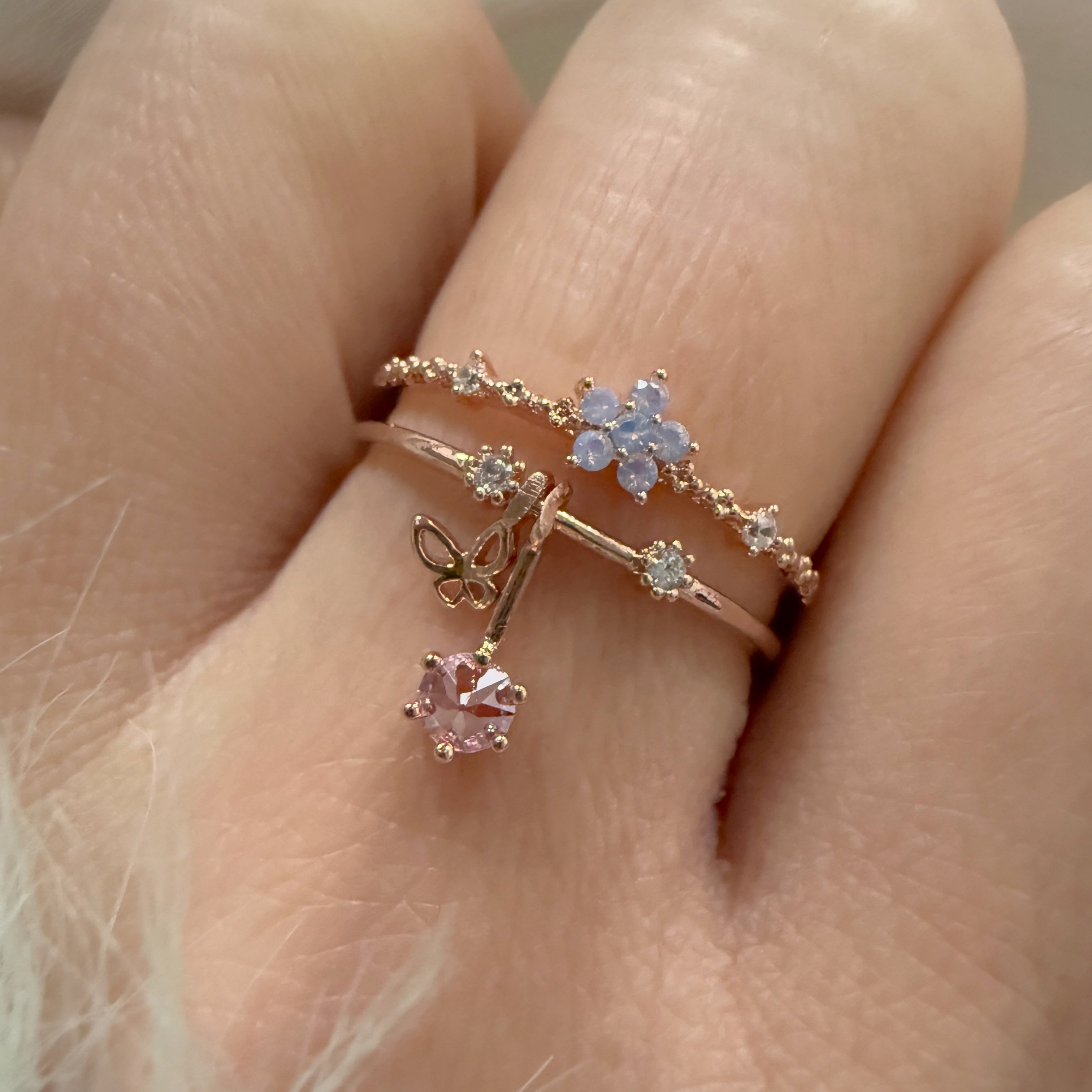 Forget-Me-Not Rose Gold Double Band Ring - Sisilia Jewels