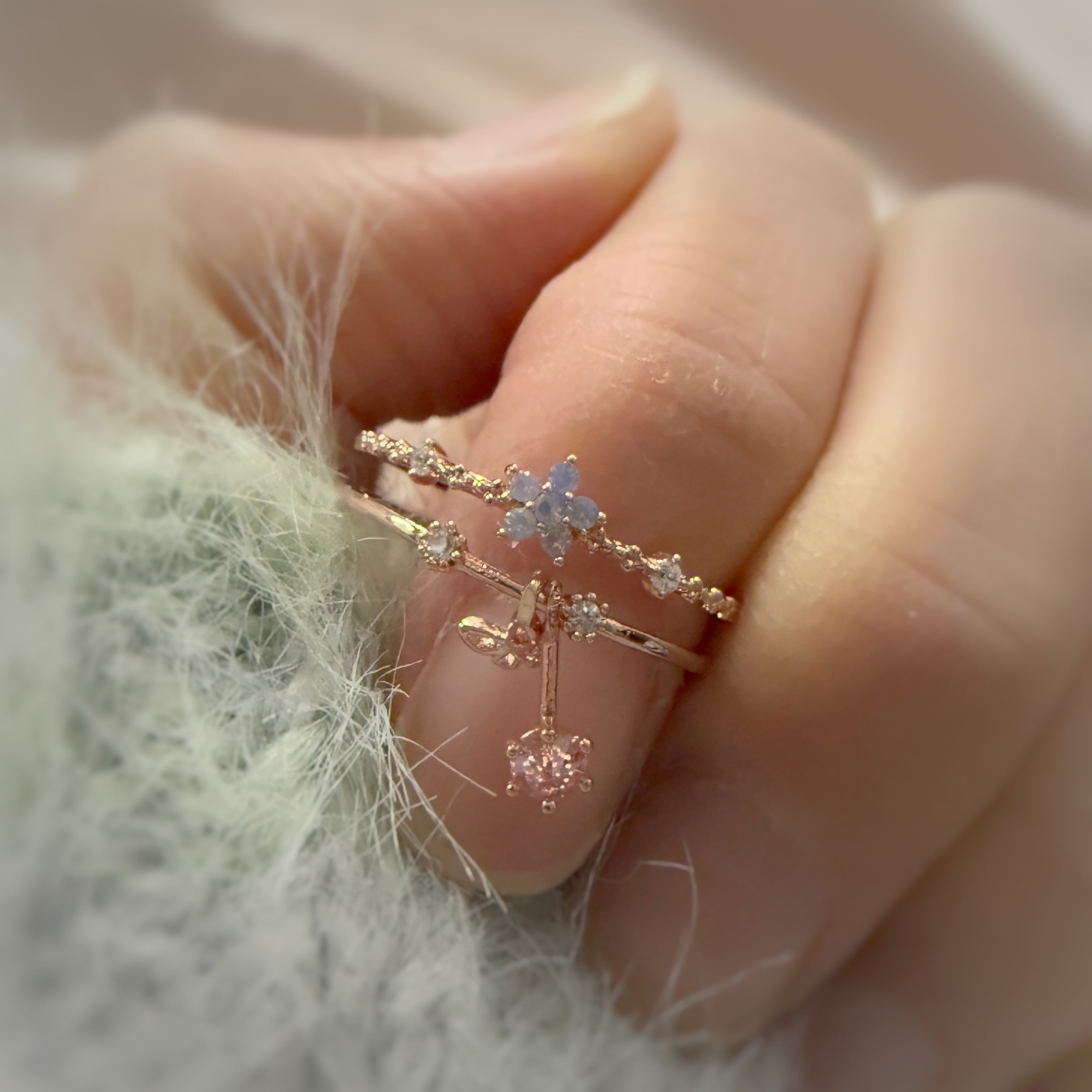 Forget-Me-Not Rose Gold Double Band Ring - Sisilia Jewels
