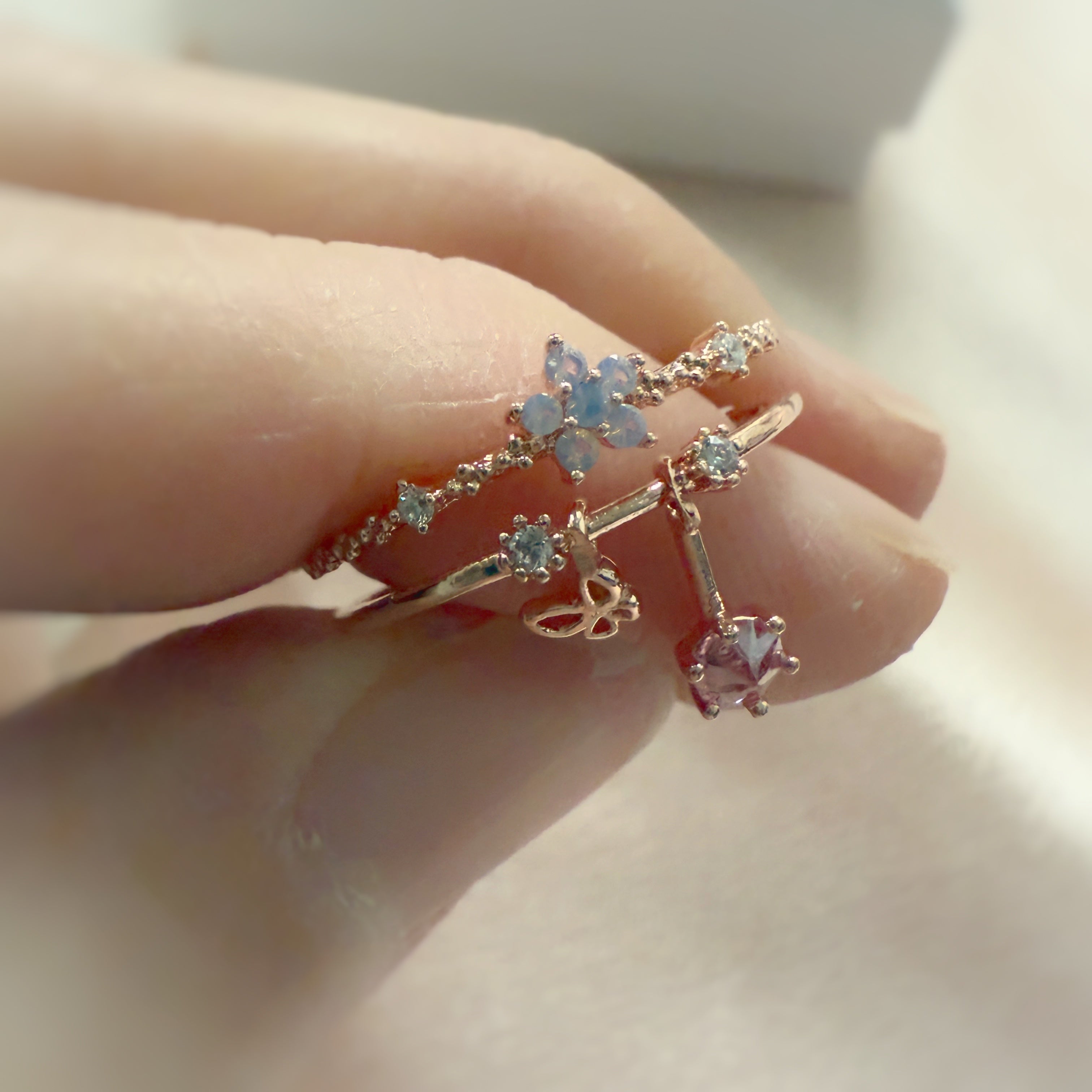 Forget-Me-Not Rose Gold Double Band Ring - Sisilia Jewels