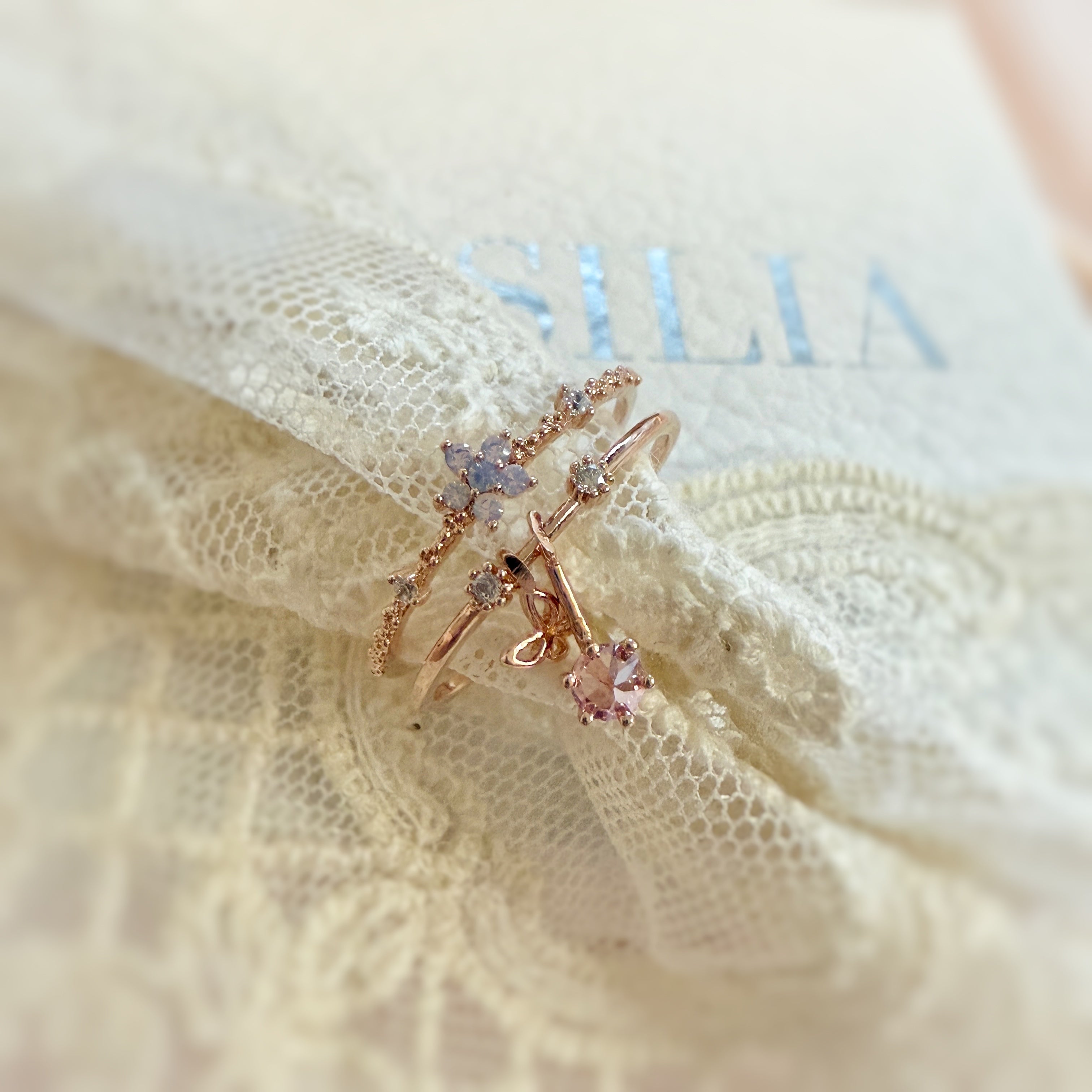 Forget-Me-Not Rose Gold Double Band Ring - Sisilia Jewels