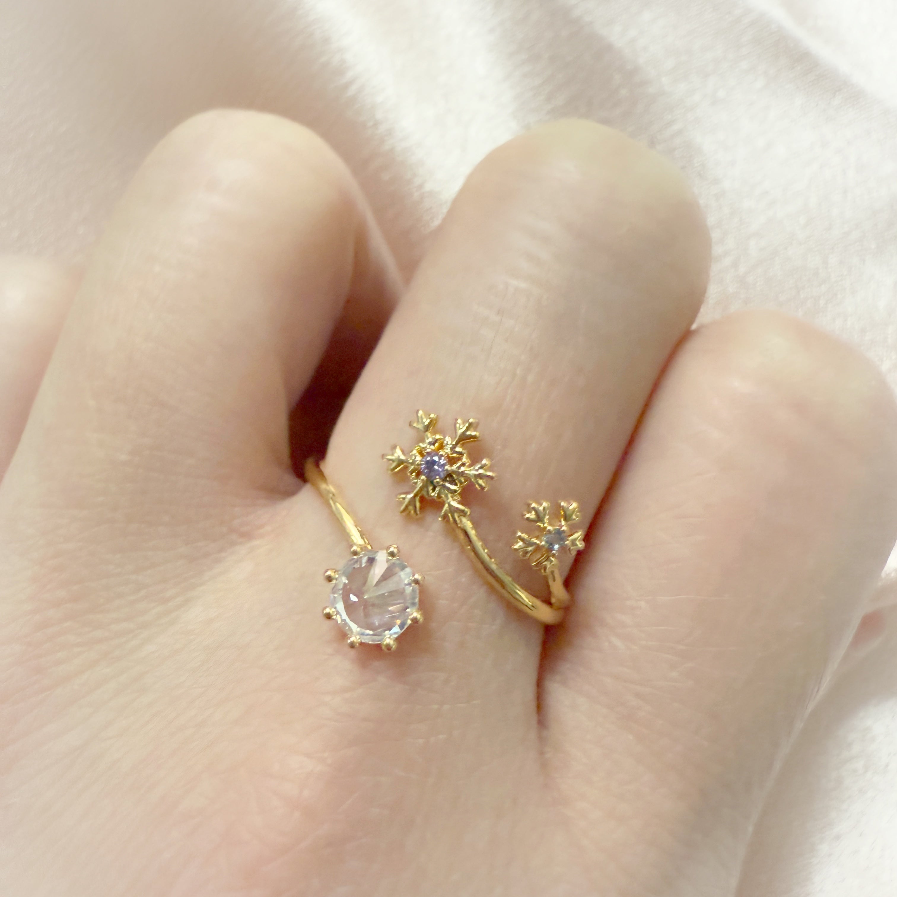 Sparkly Snowflake Gold Adjustable Ring - Sisilia Jewels