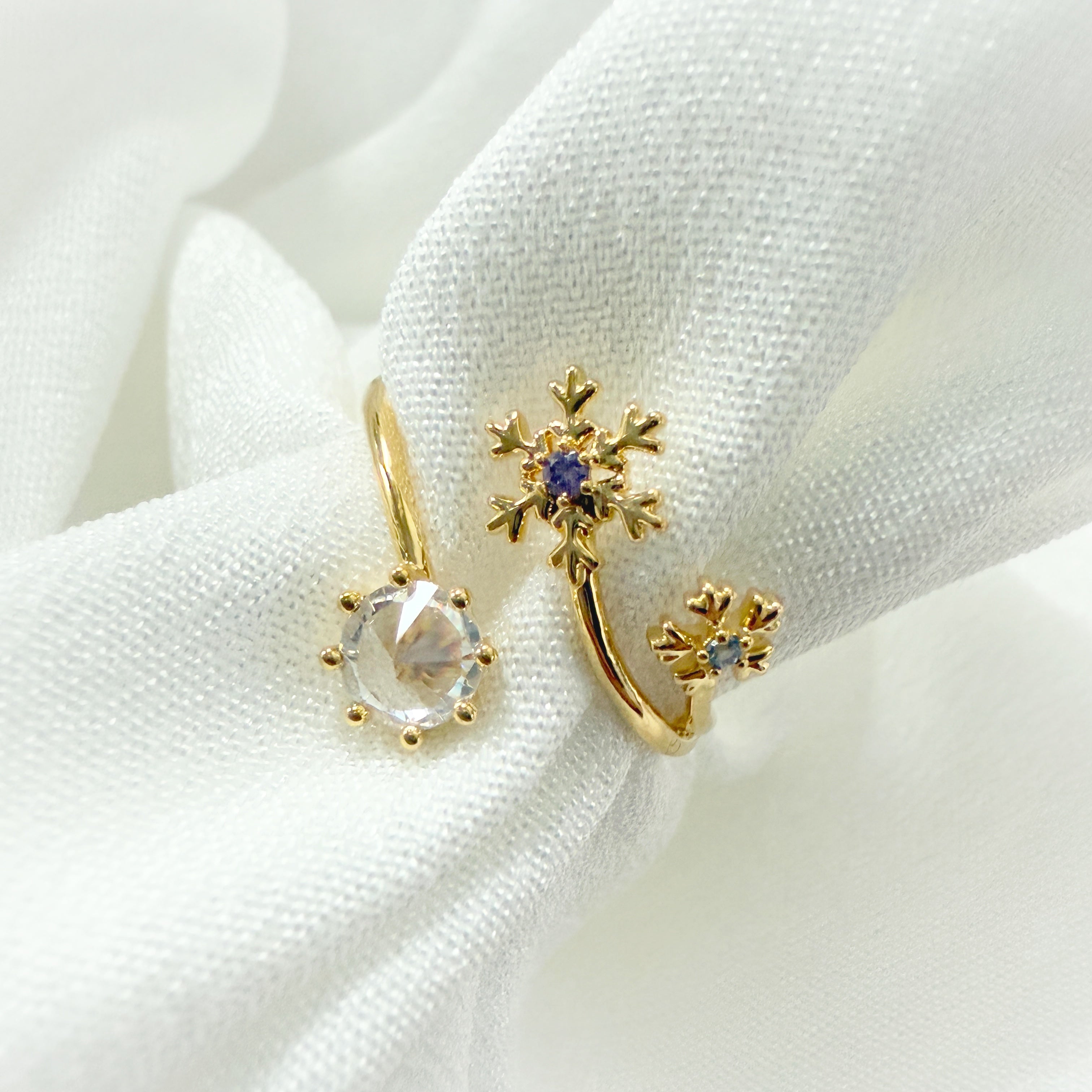 Sparkly Snowflake Gold Adjustable Ring - Sisilia Jewels