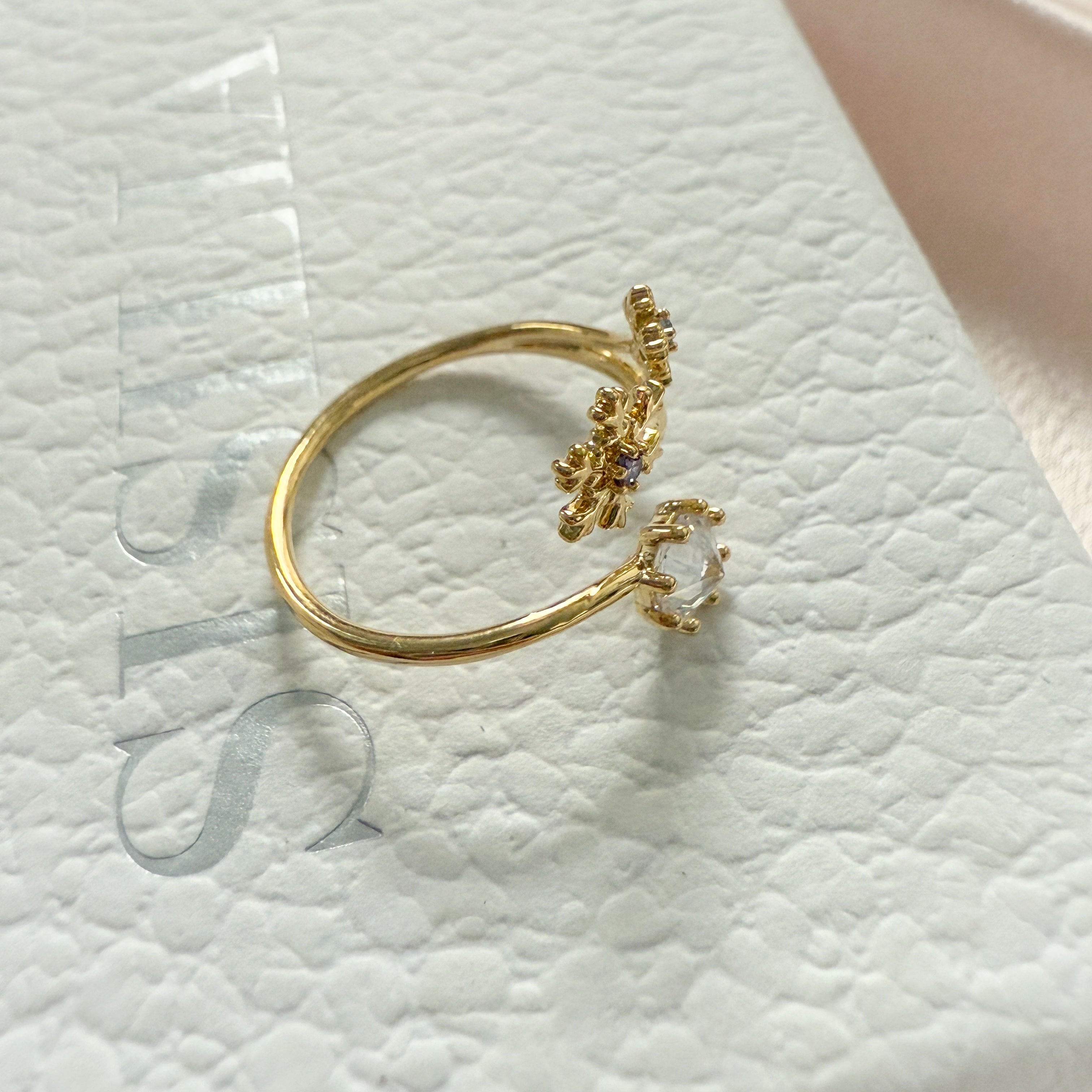 Sparkly Snowflake Gold Adjustable Ring - Sisilia Jewels