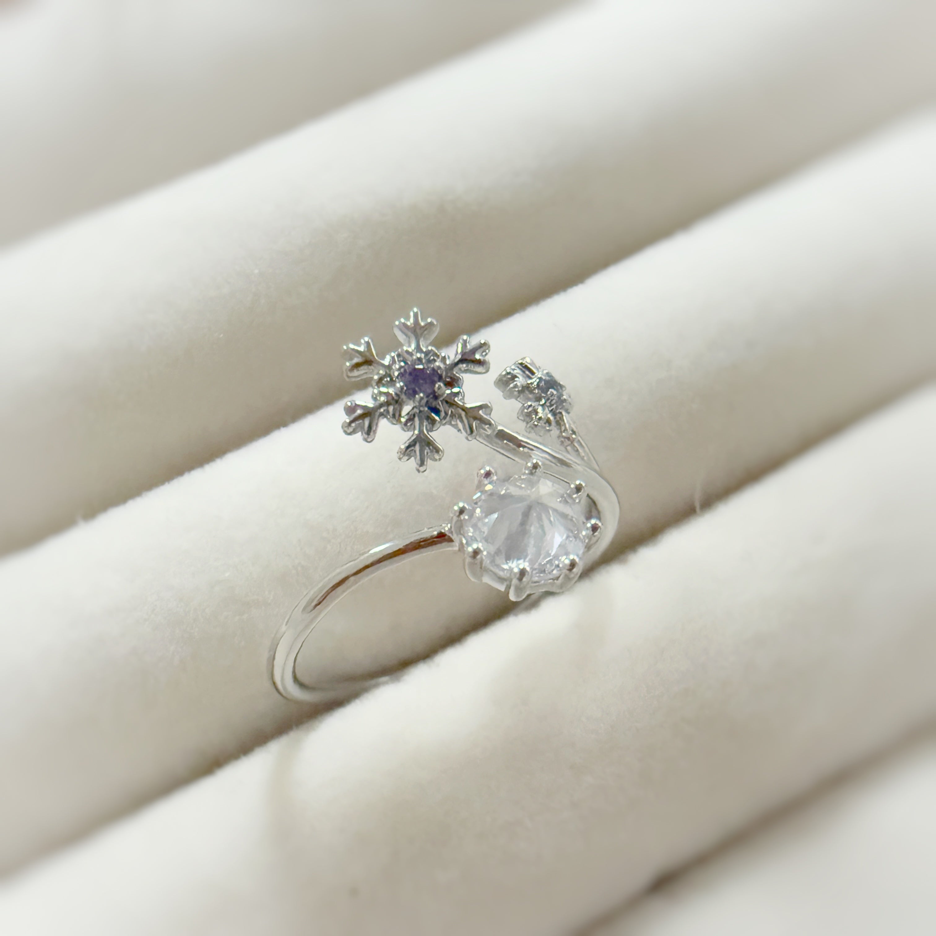 Sparkly Snowflake Silver Adjustable Ring - Sisilia Jewels