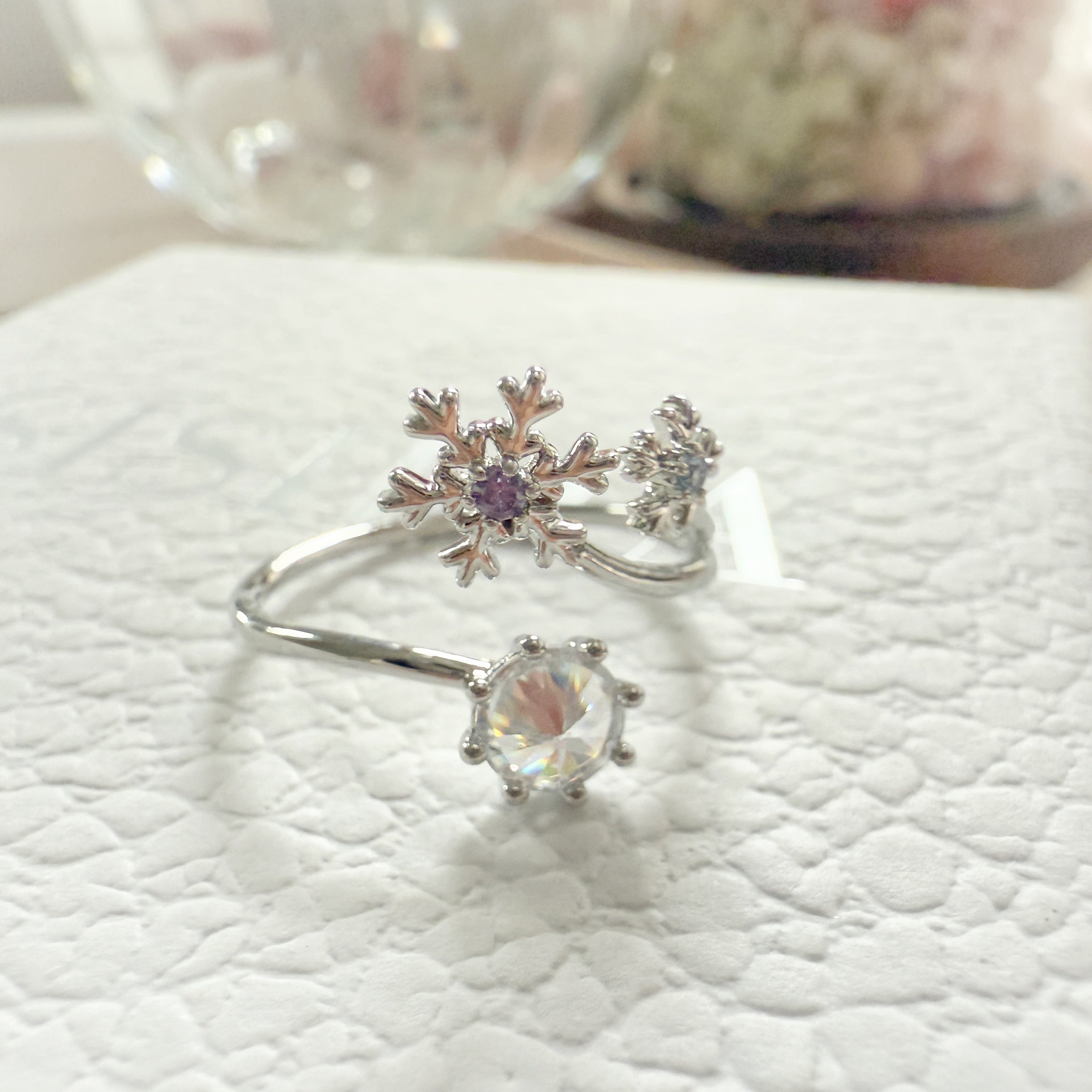 Sparkly Snowflake Silver Adjustable Ring - Sisilia Jewels