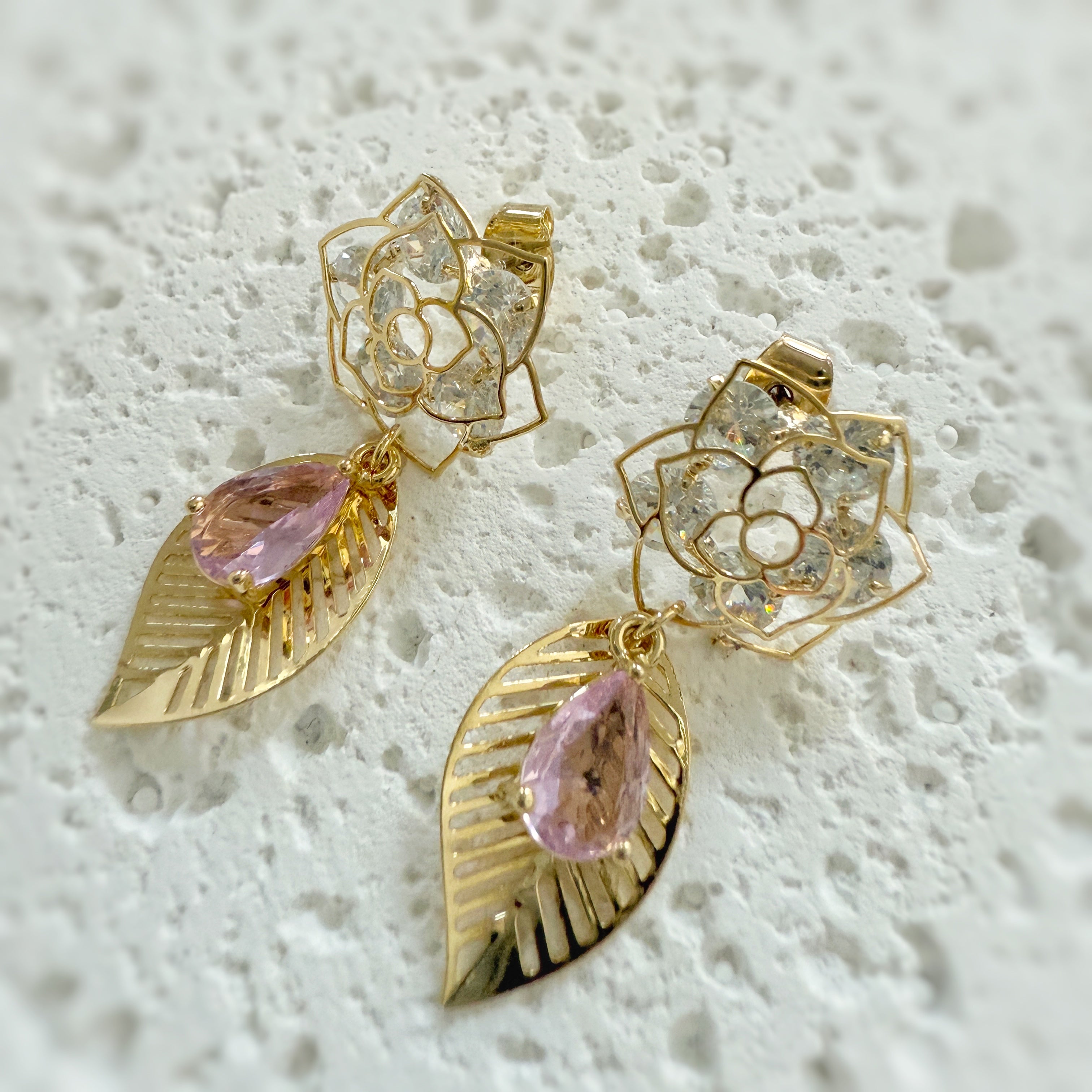 Rose Flower Dangly Earrings - Sisilia Jewels
