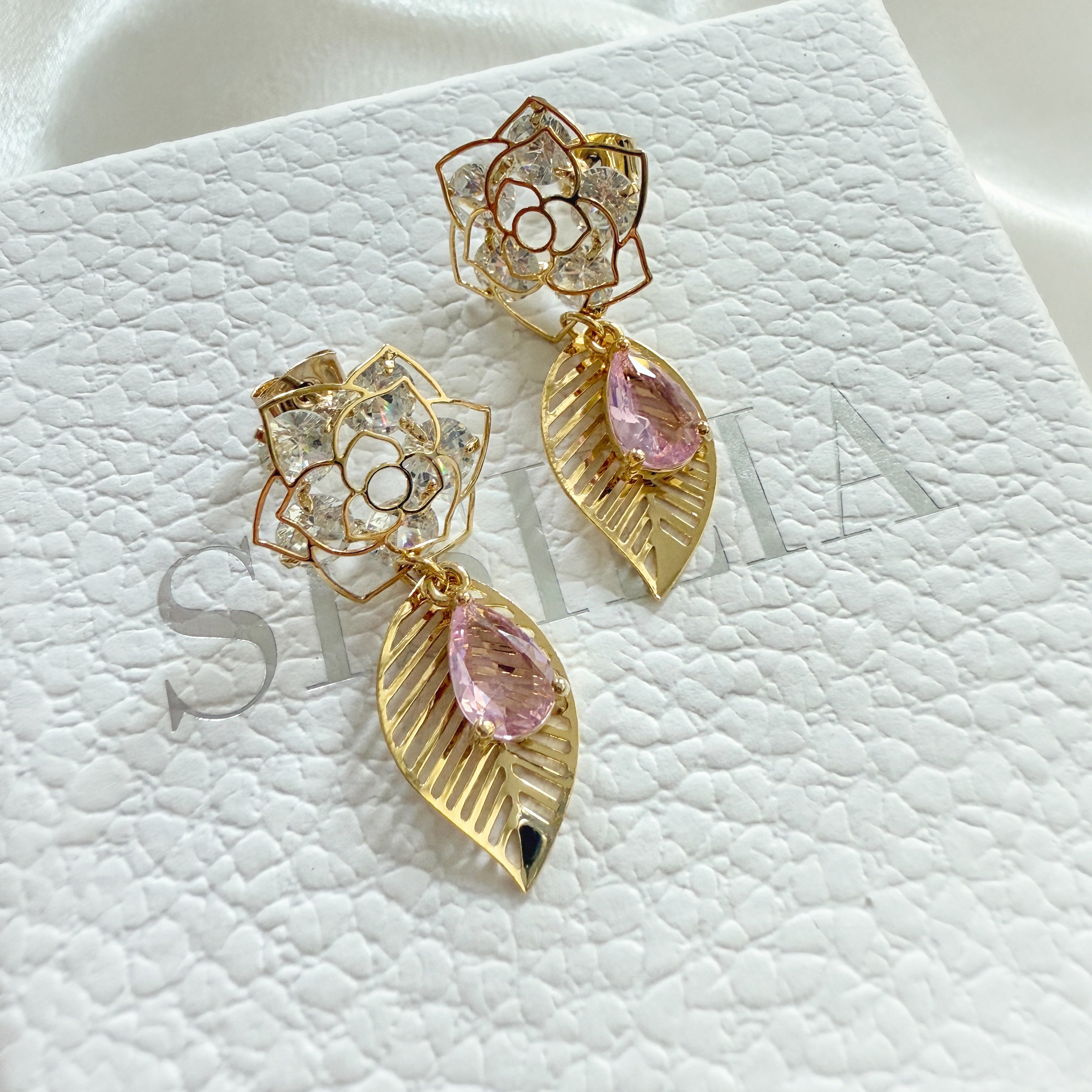 Rose Flower Dangly Earrings - Sisilia Jewels