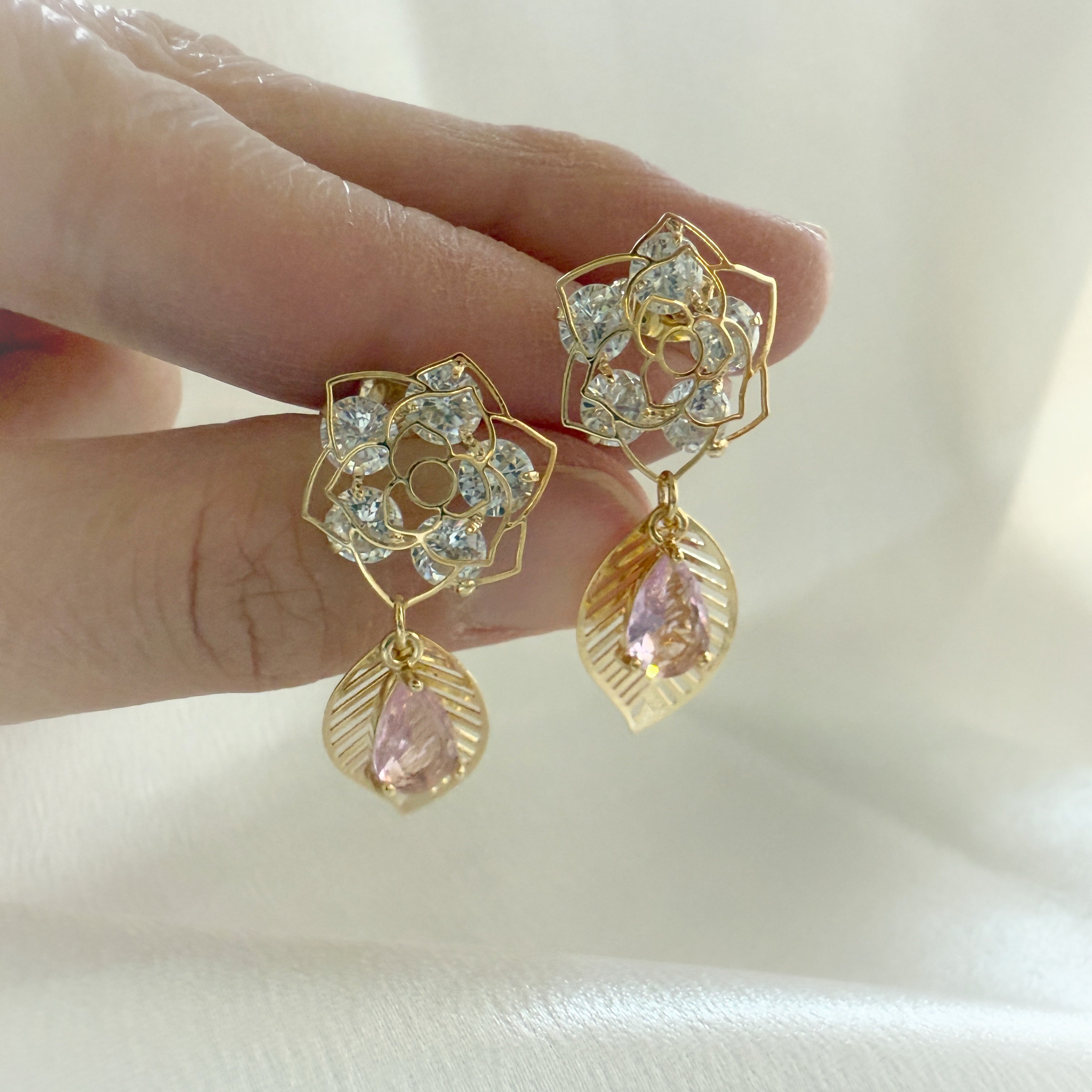 Rose Flower Dangly Earrings - Sisilia Jewels